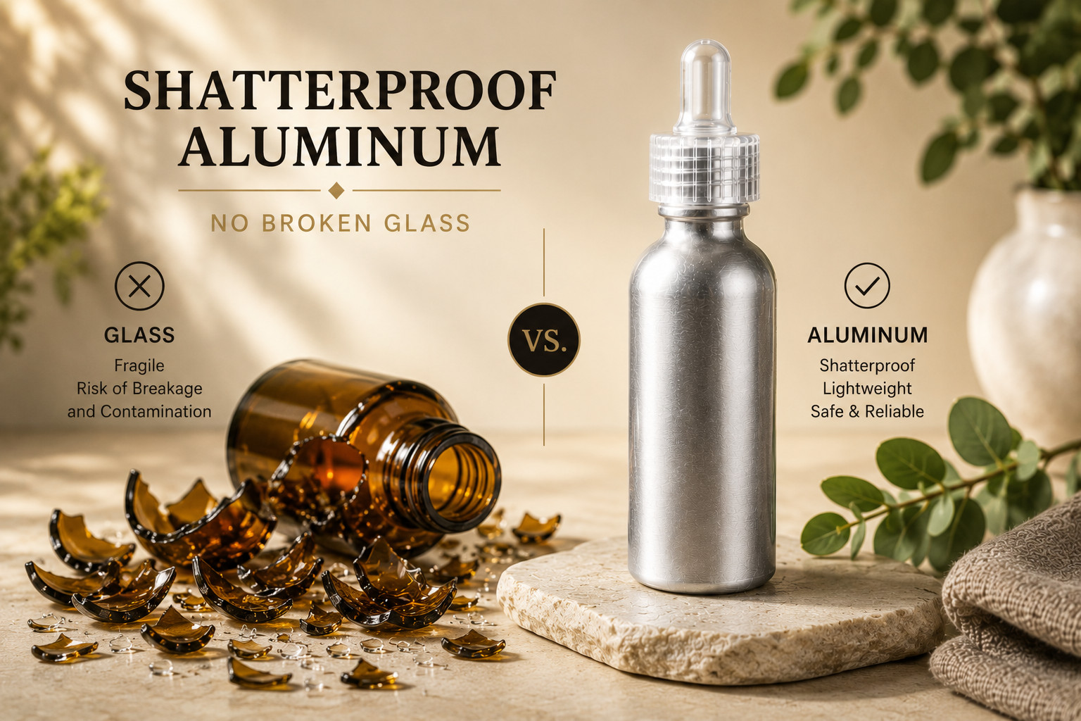 1oz/30ml Aluminum Dropper Bottle – w/Graduated 1ml Pipette – Child Resistant Cap