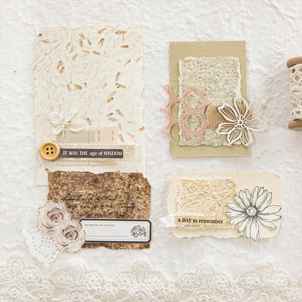 84 Sheets Textured Scrapbook Paper 3D Embossed Deckled Edge Craft Paper Set