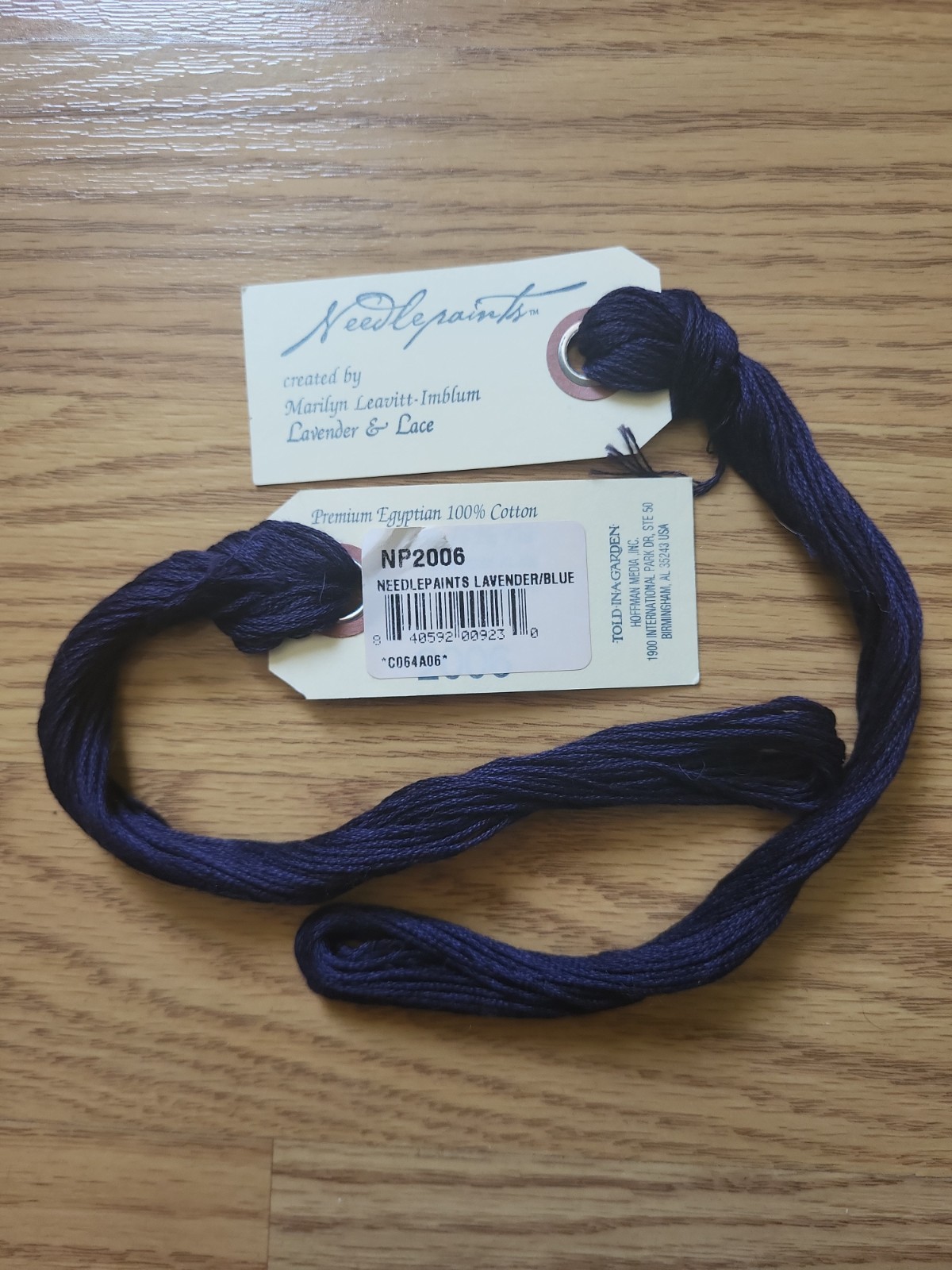 2 Skeins Needlepaints Lavender & Lace Cotton Embroidery Floss Navy Blue