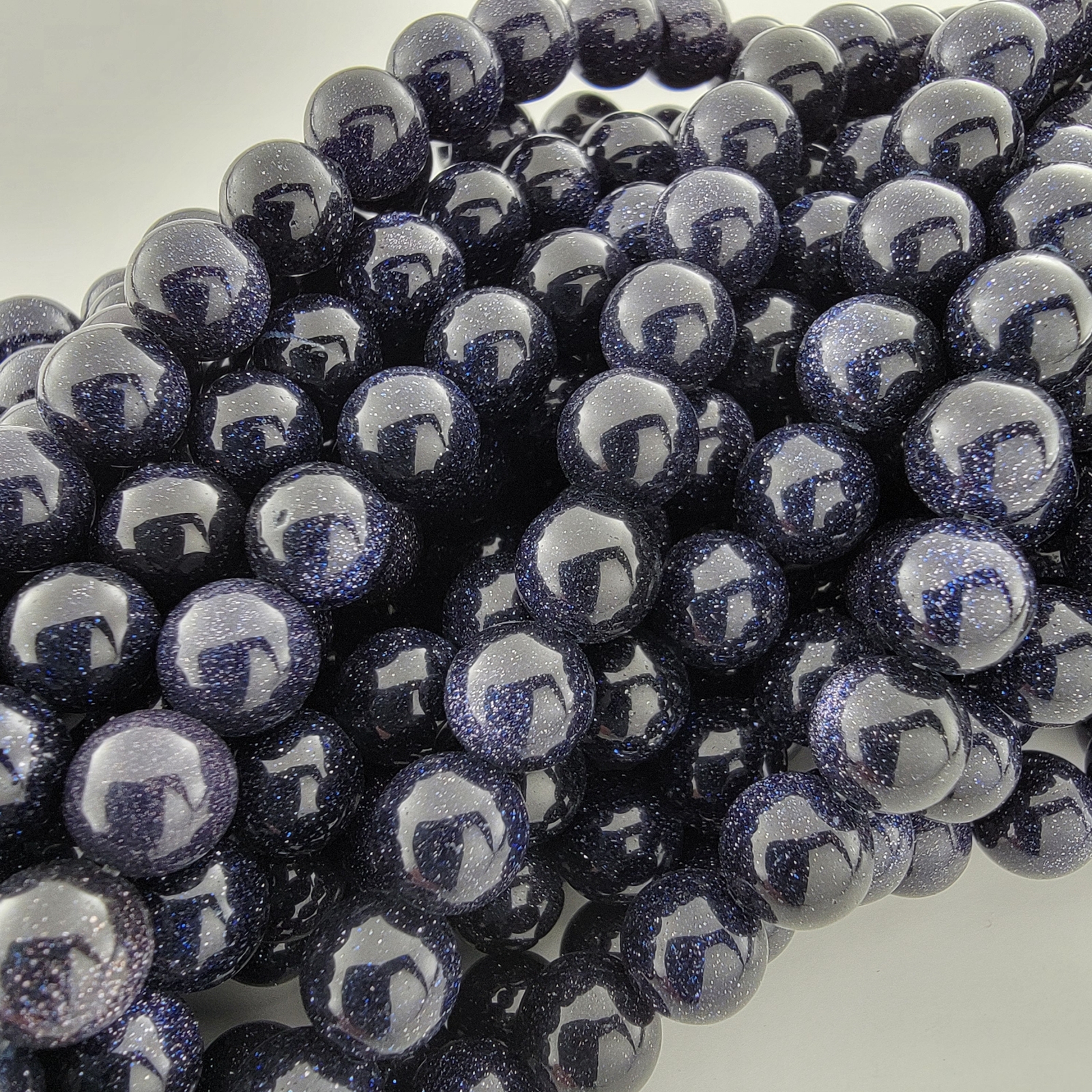 Blue Sandstone Goldstone Beads Sparkle Smooth round Stone 4Mm 6Mm 8Mm 10Mm