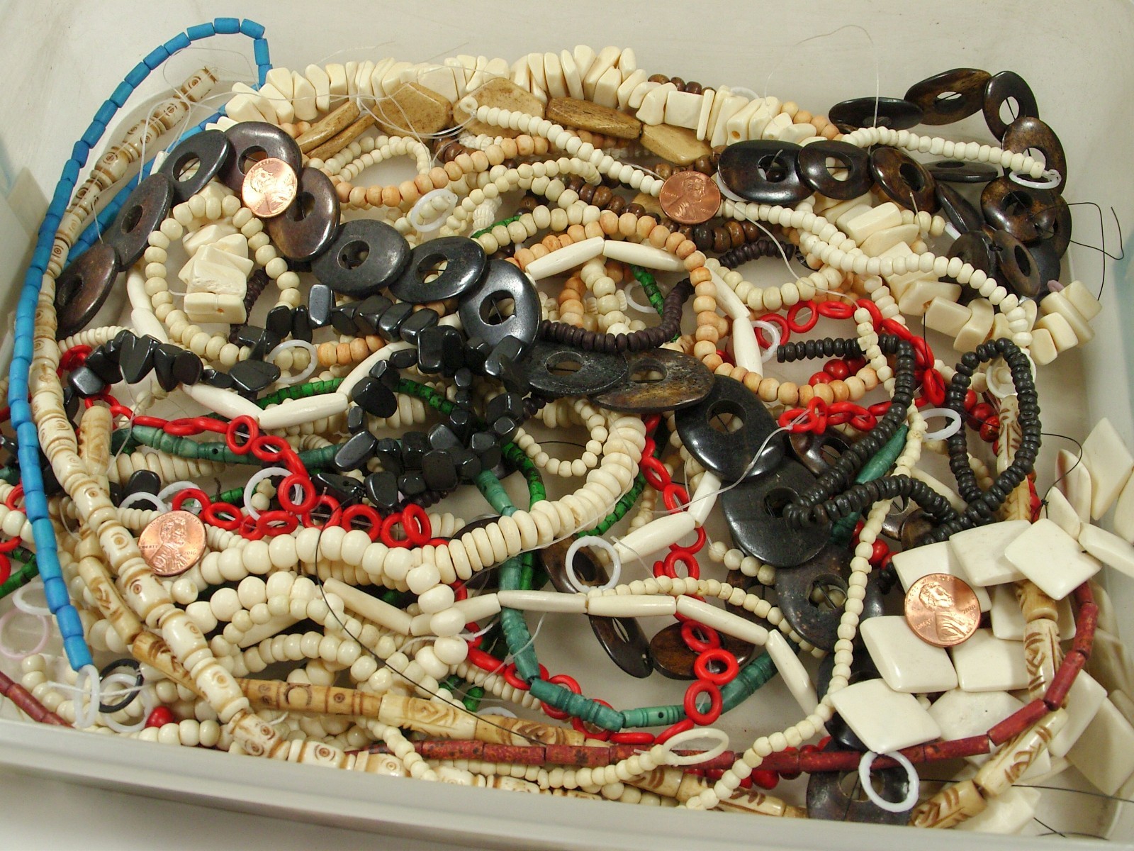 2 Pounds Assorted Shapes and Sizes India Water Buffalo Bone Beads Bulk (KRD-3) ⭐