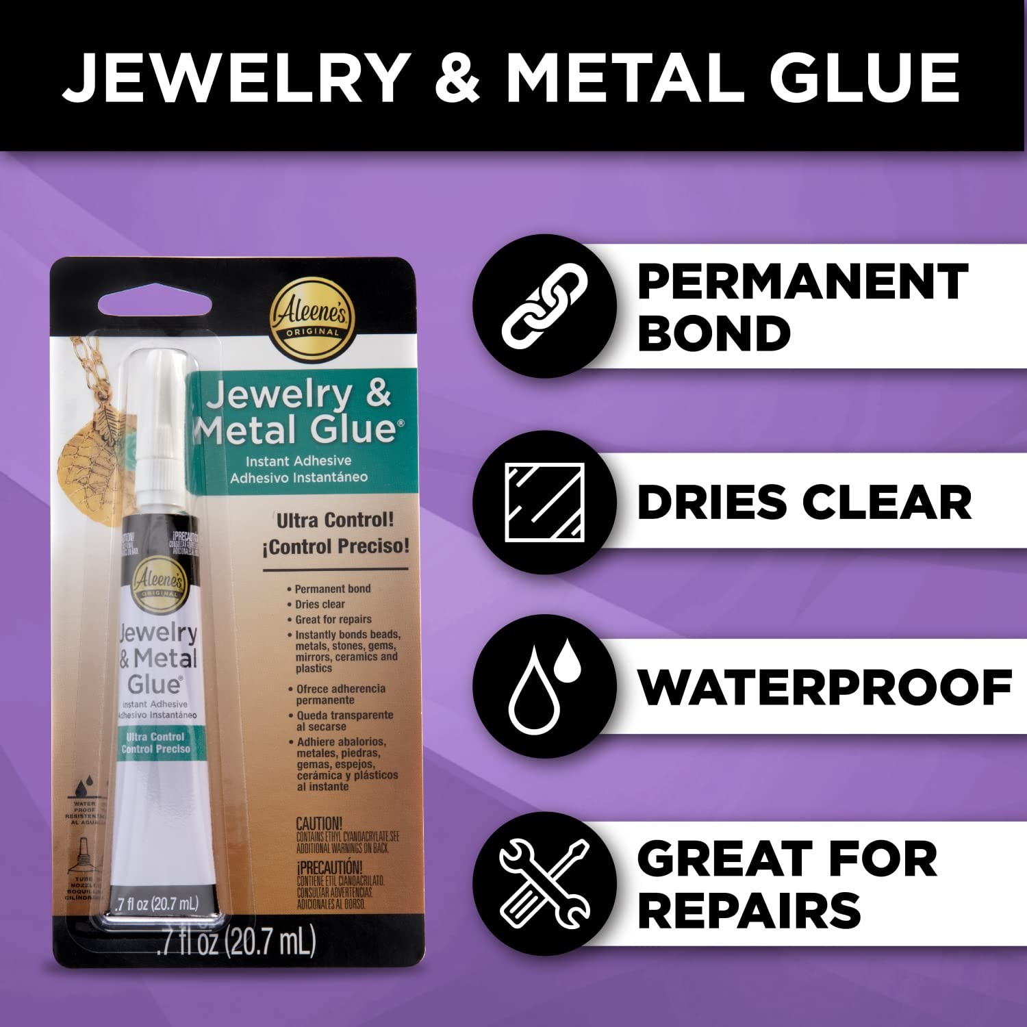 Aleene’s 21709 Jewelry & Metal Glue, 0.7 oz – Instant .70 ounce, Transparent