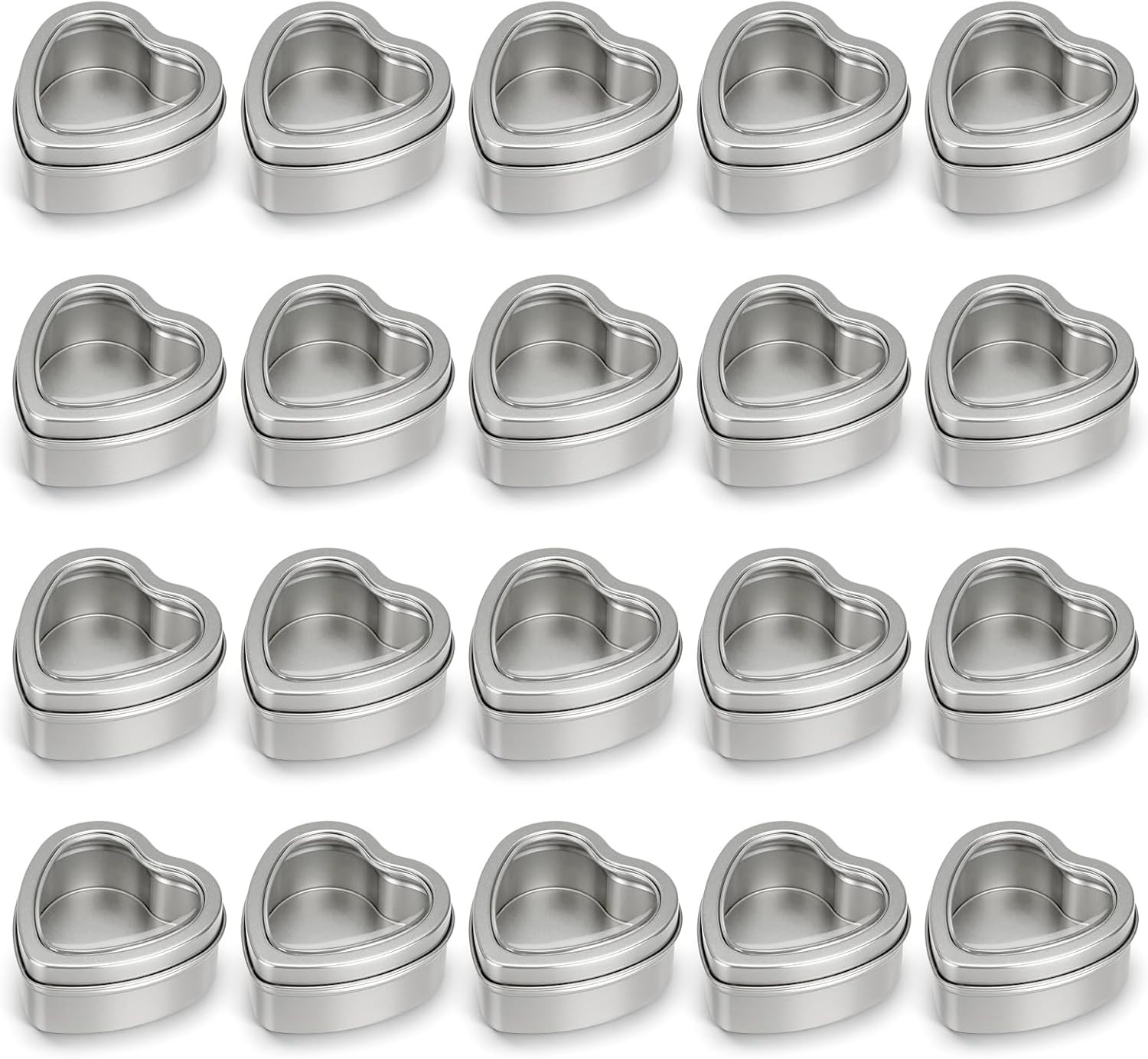 20 Pack 2oz Metal Tins, Heart Shaped Empty Tin Box With Lids, Candle Jars Gift S