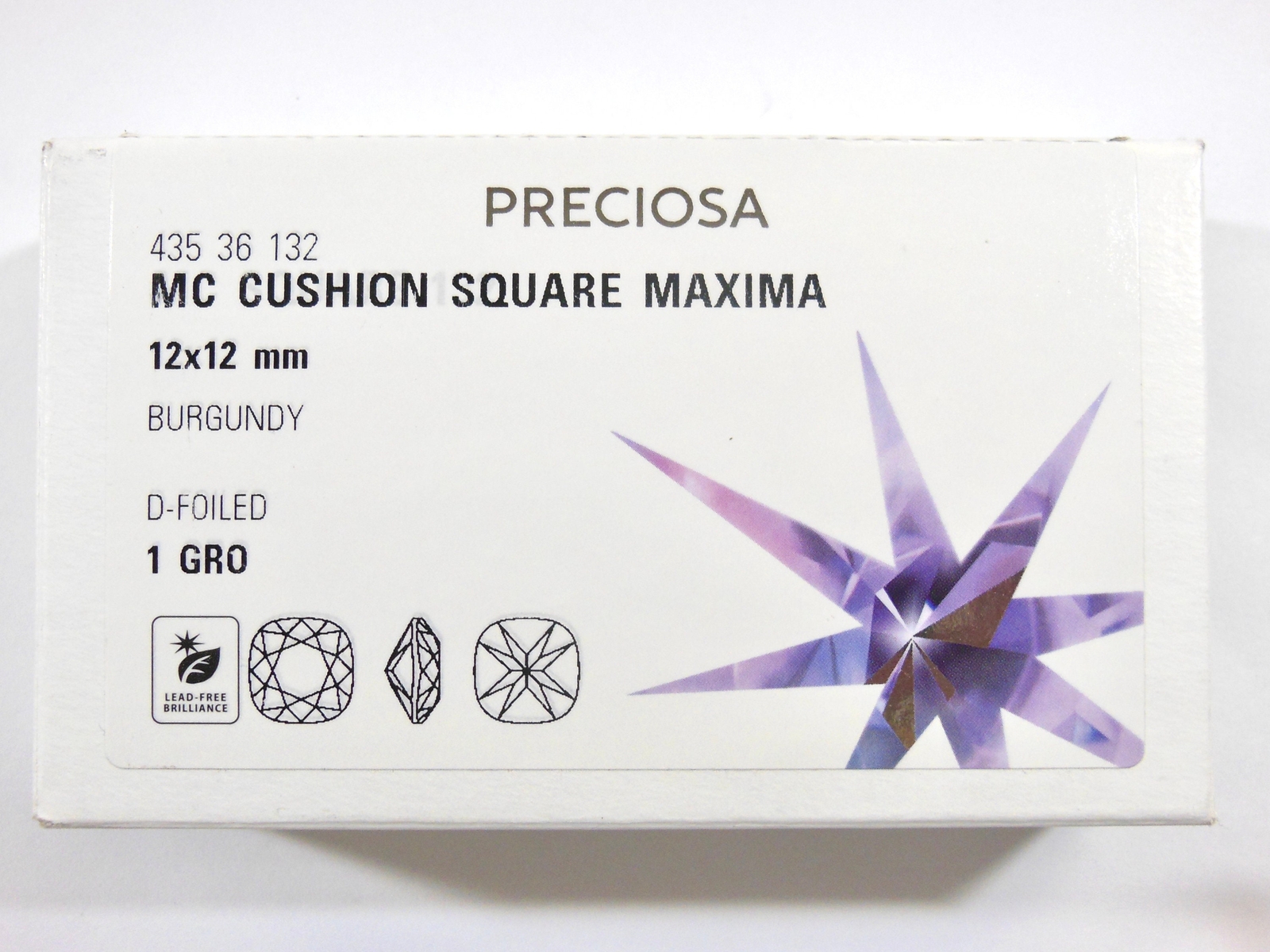 Burgundy F (12mm) Preciosa 4470 Cushion Cut Stone