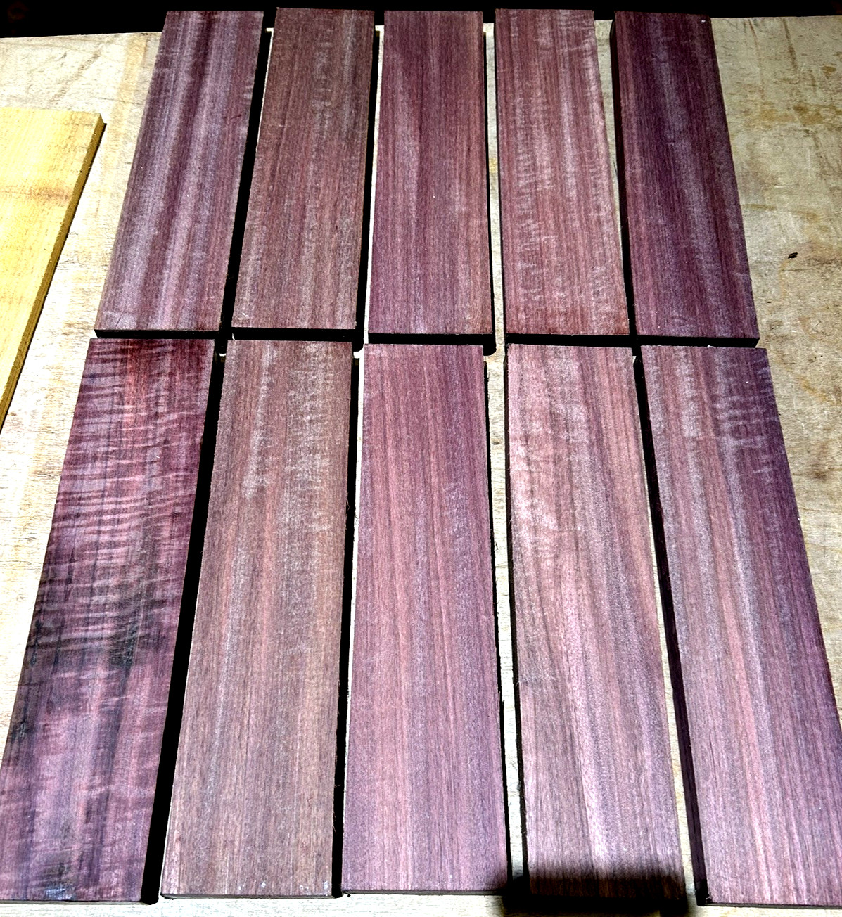 12″: (10) KILN DRIED SANDED S4S PURPLEHEART LUMBER WOOD BLANKS ~12″ X 3″ X 3/4″