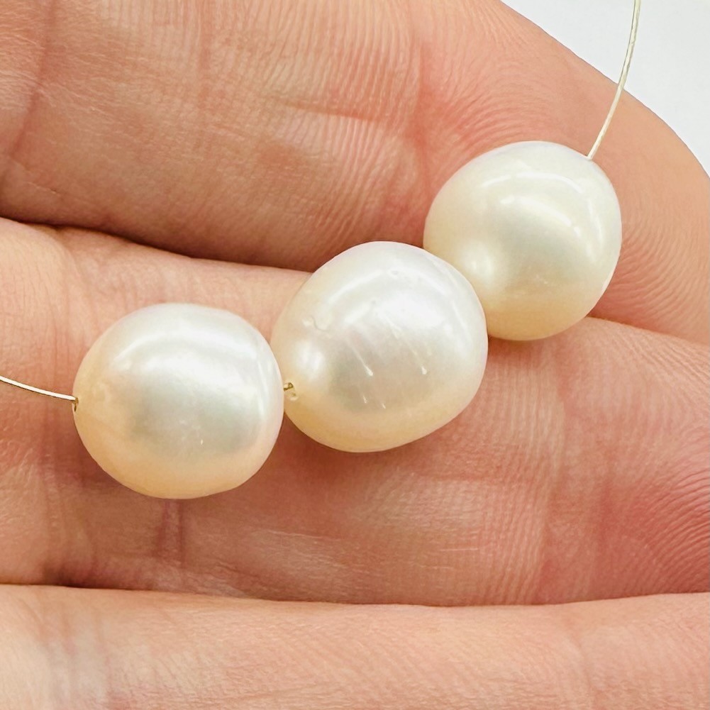 White Pear Shaped Fresh Water Pearls 16″ Strand | 12×10 to 10x9mm |