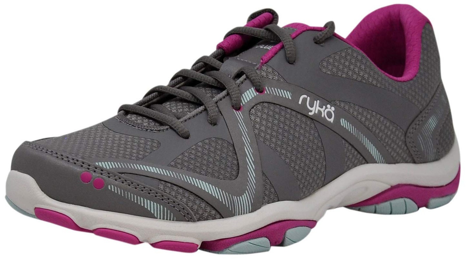 Ryka Women’s Influence Cross Trainer 8 Wide Frost Grey/Rose/Pale Aqua