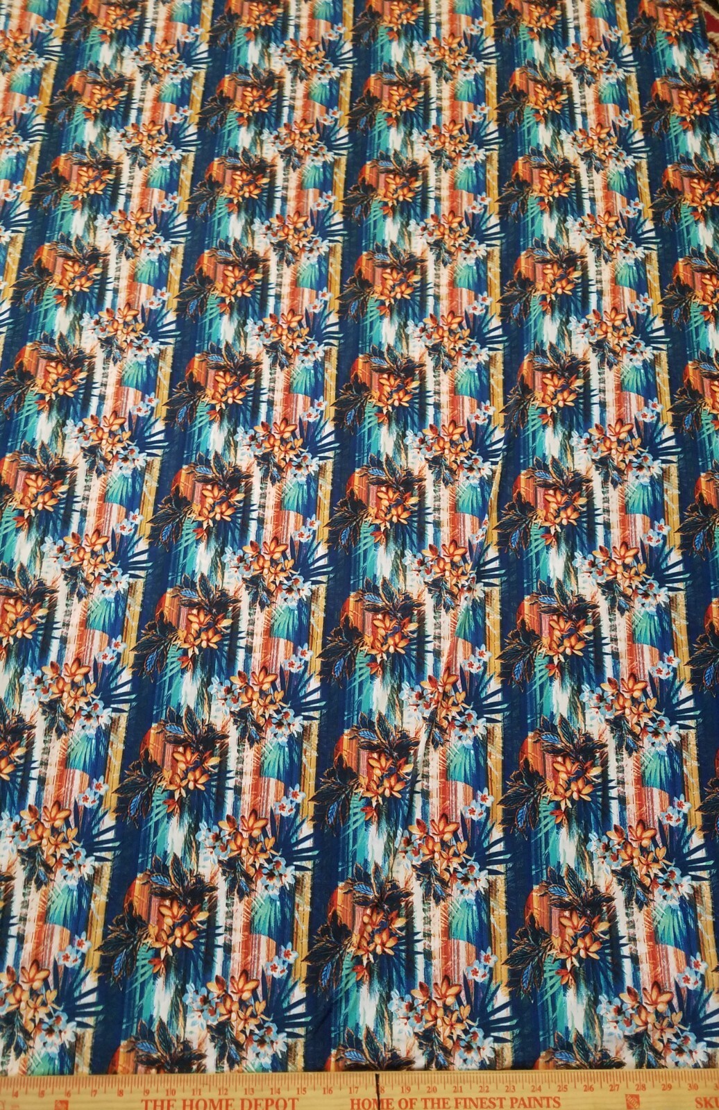 Blue floral Printed spandex stretchable Fabric wrinkle resistant 60” W Sold BTY