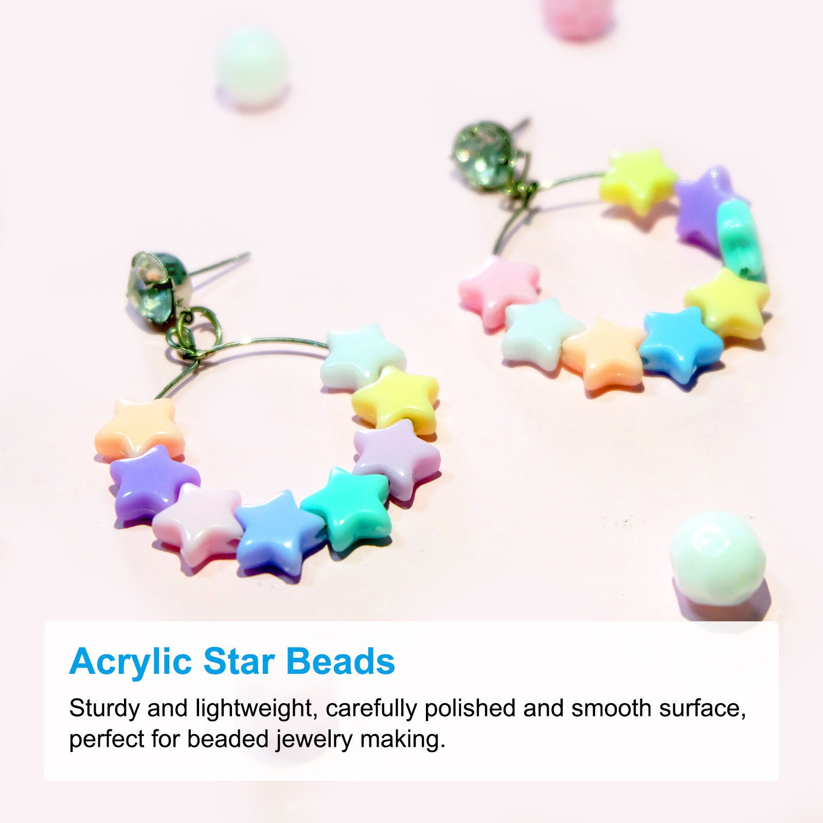 11mm Crystal Star Beads, 200 Pcs Acrylic Star Bead, Clear