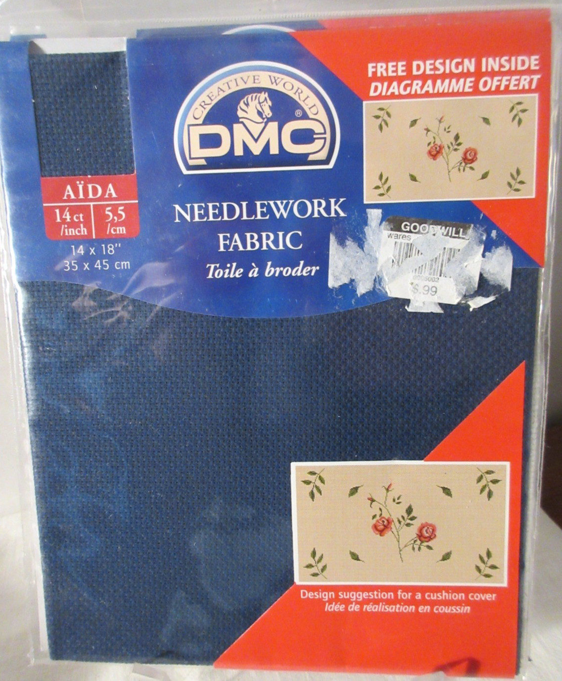DMC NAVY BLUE 14 ct AIDA Fabric 14 x 18″
