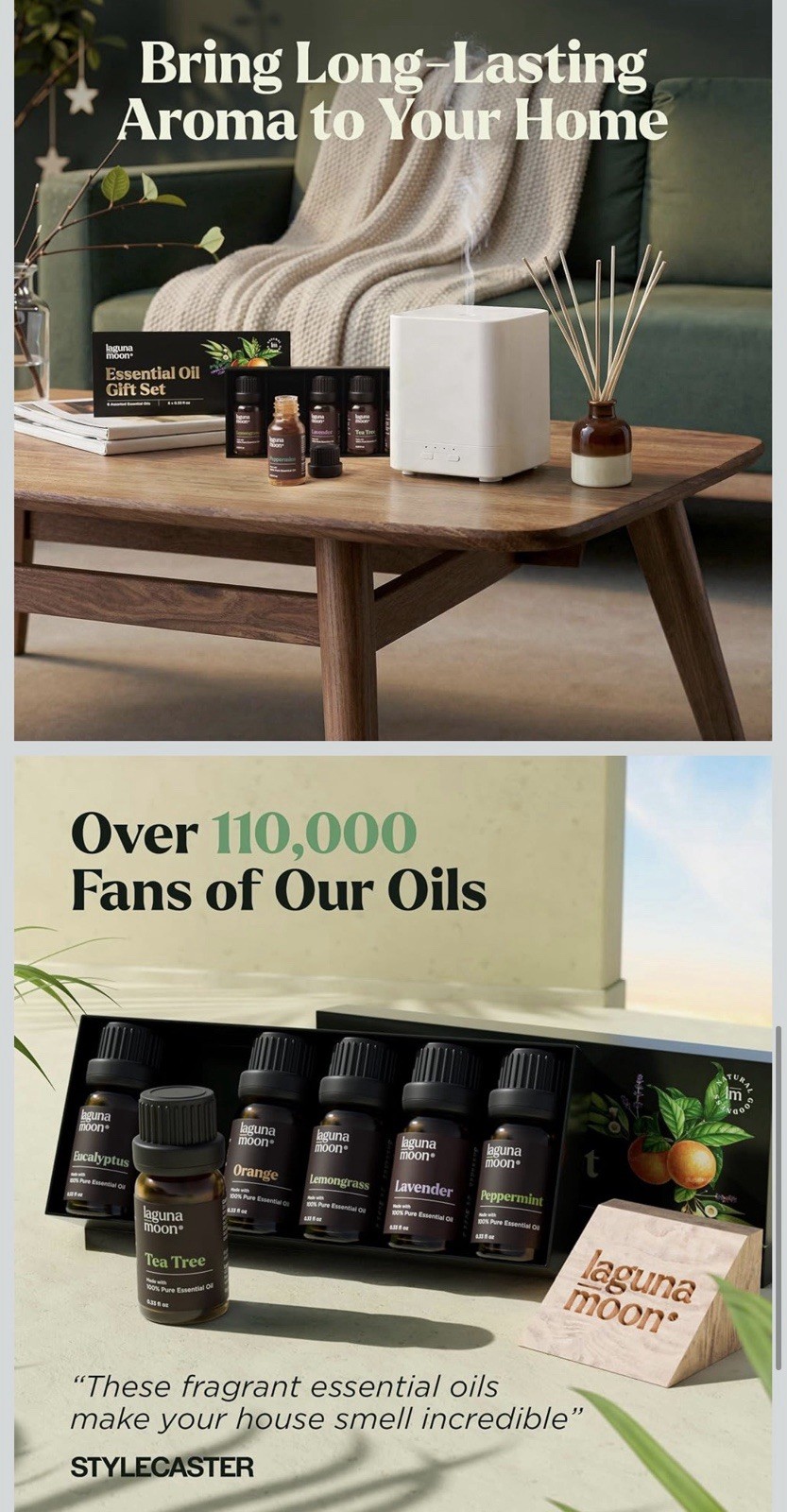 Laguna Moon Essential Oil Gift Set, Eucalyptus Tea Tree Orange Lemongrass