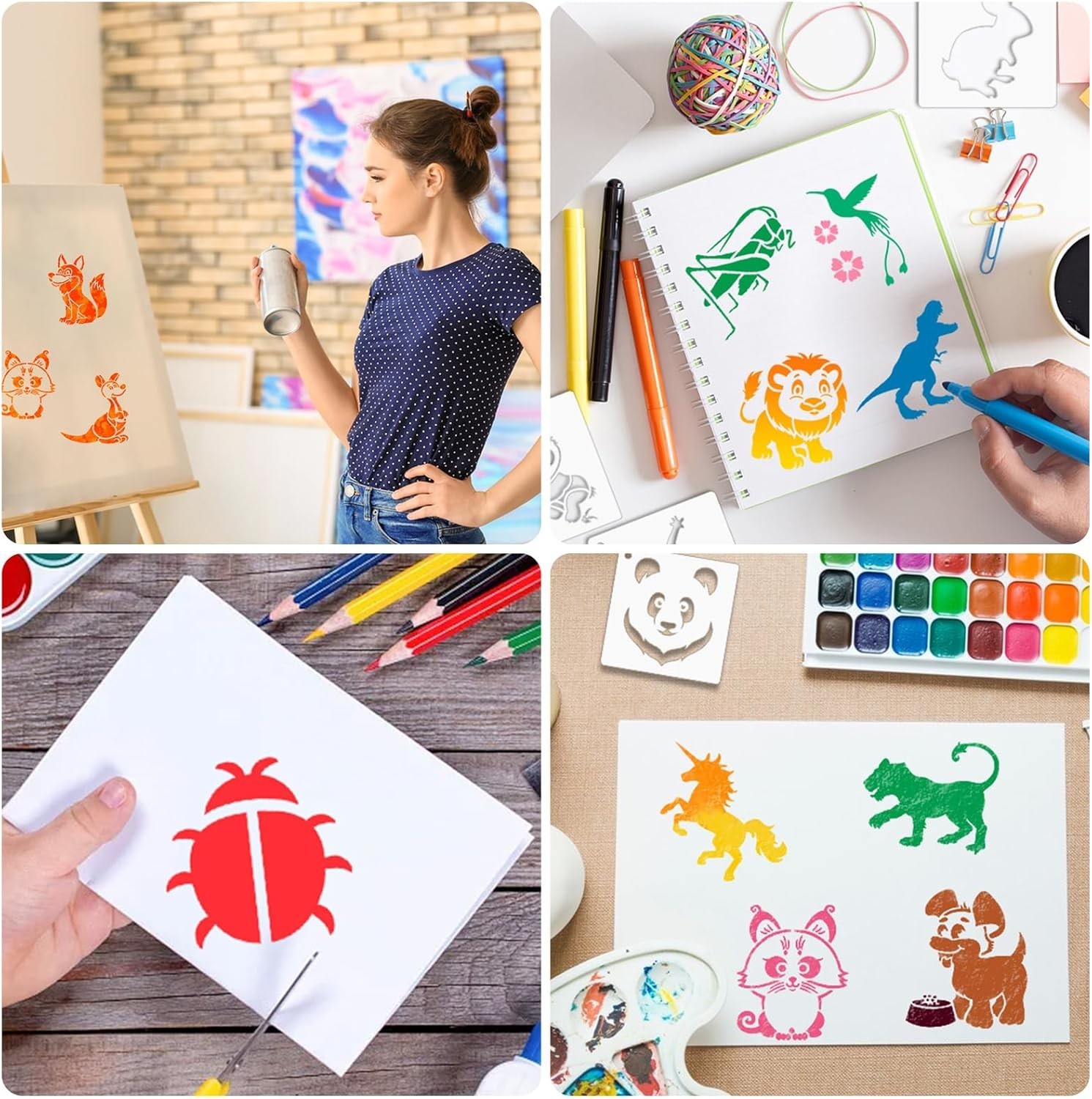 Versatile 56-Piece Animal Stencil Set – 3-Inch for Art on Wood, Fabric & More