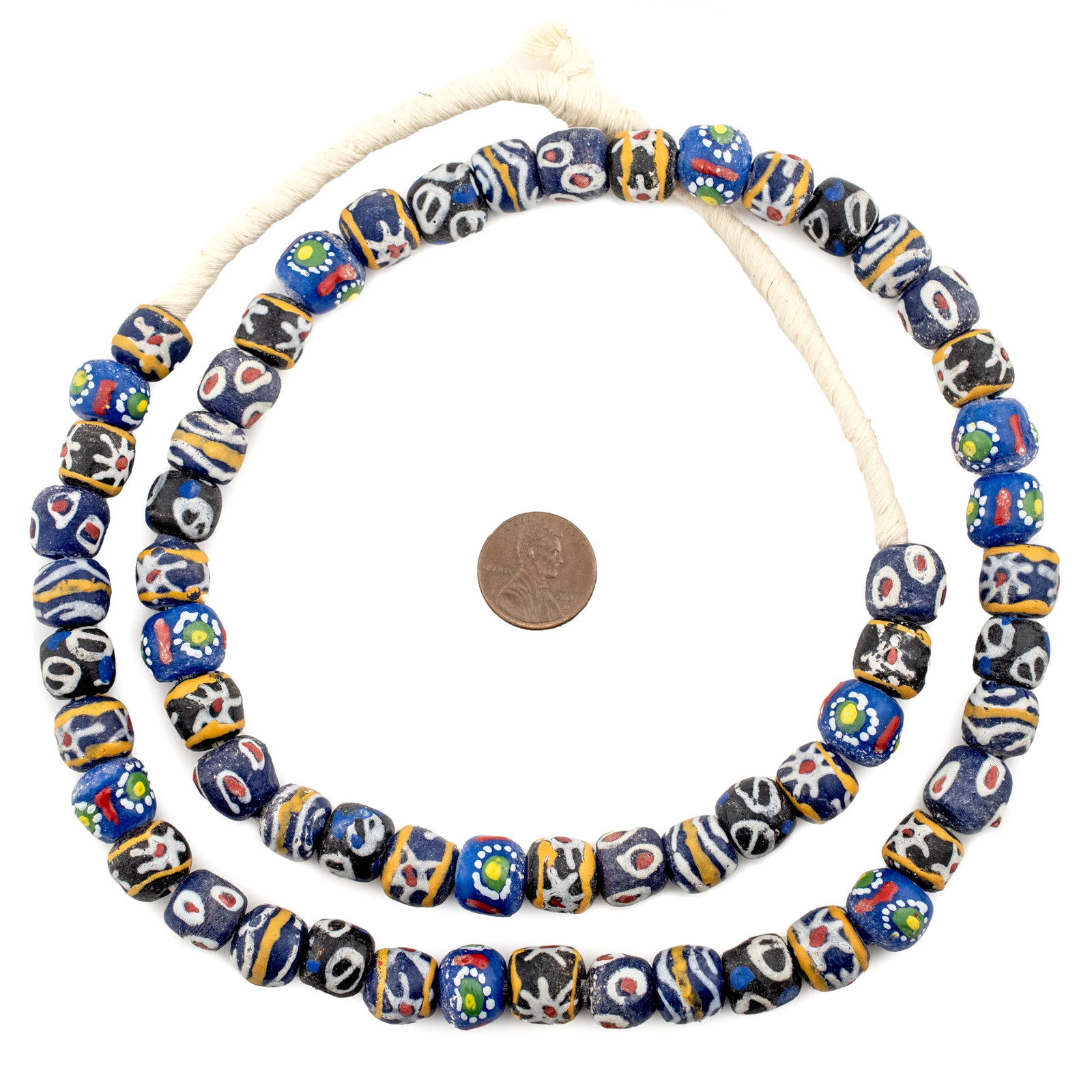 Kabeela Mixed Krobo Beads 13mm Ghana African Multicolor Round Glass Large Hole