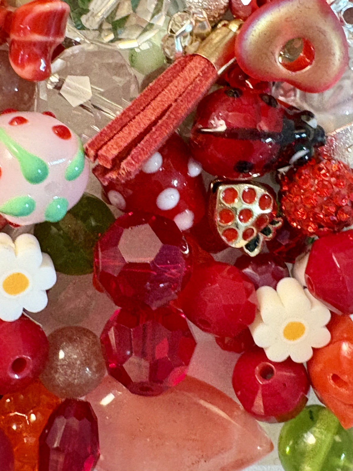 Strawberry BEAD MIX for Jewelry Making – Glass, Gemstone, Boho, Lampwork, Charms