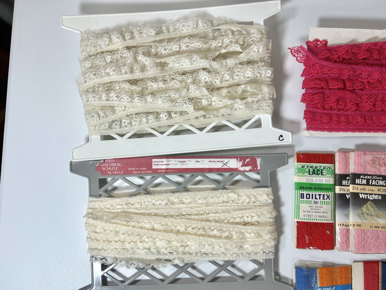 Vintage Ruffled Lace Trim Lot Stretch Craft Fabric Unknown Measurements