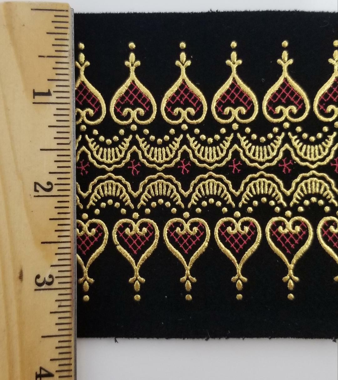 3.5″ Faux Suede with Metallic Jacquard Trim – 8 Continuous Yards