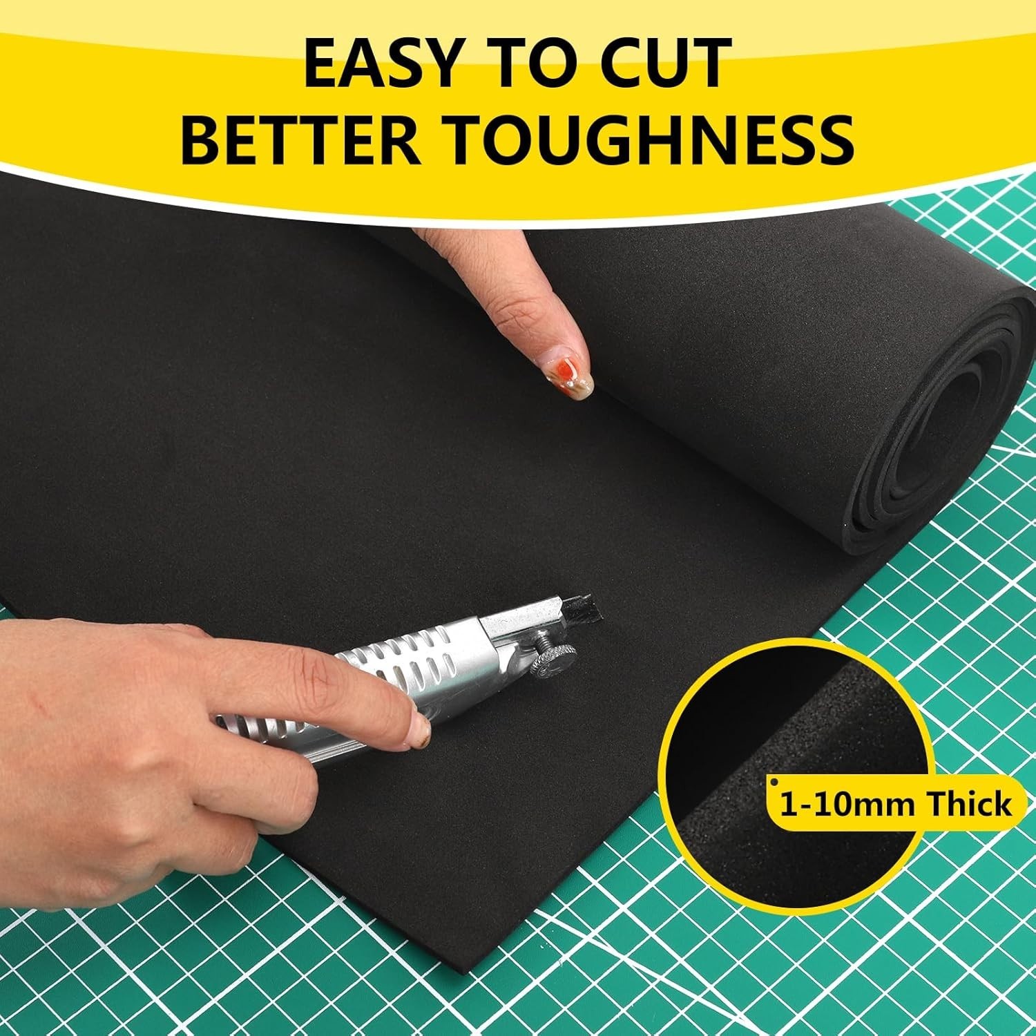 EVA Foam Roll Black 1mm Thick 49×13.5 Inch High Density Cosplay Craft DIY Sheet