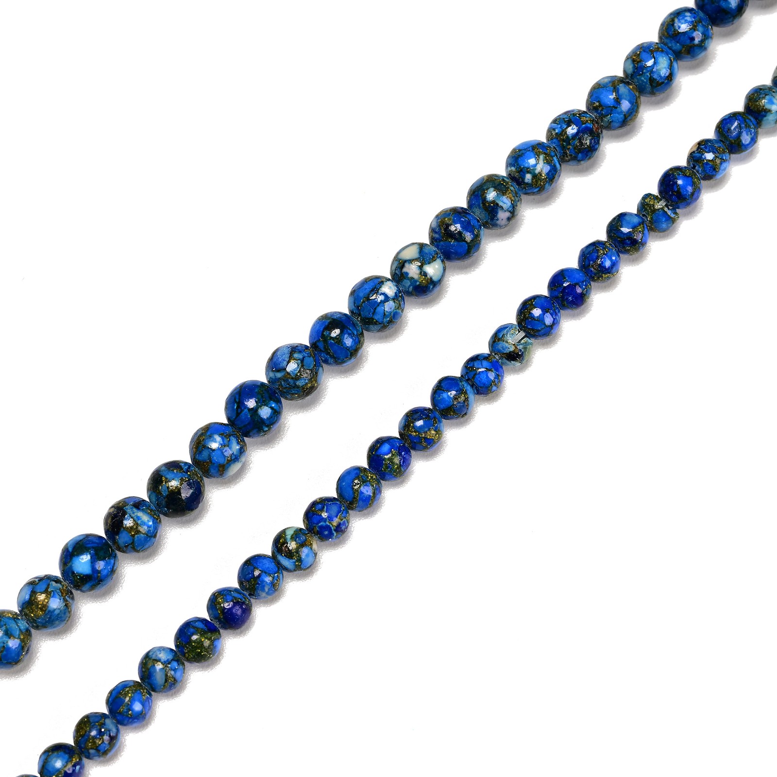 Mohave Copper Royal Blue Turquoise Smooth Round Beads 6mm 8mm 10mm 15.5” Strand