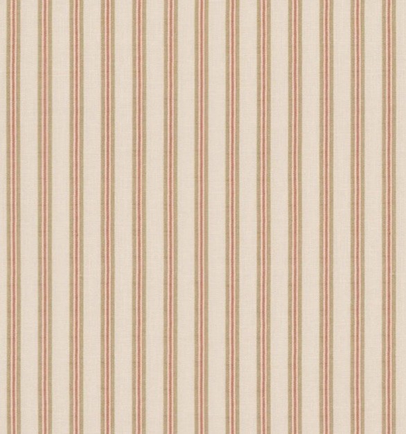 MULBERRY CURTAIN FABRIC ‘SOMERTON STRIPE – RED/GREEN’ 3.5 METRES Linen Blend