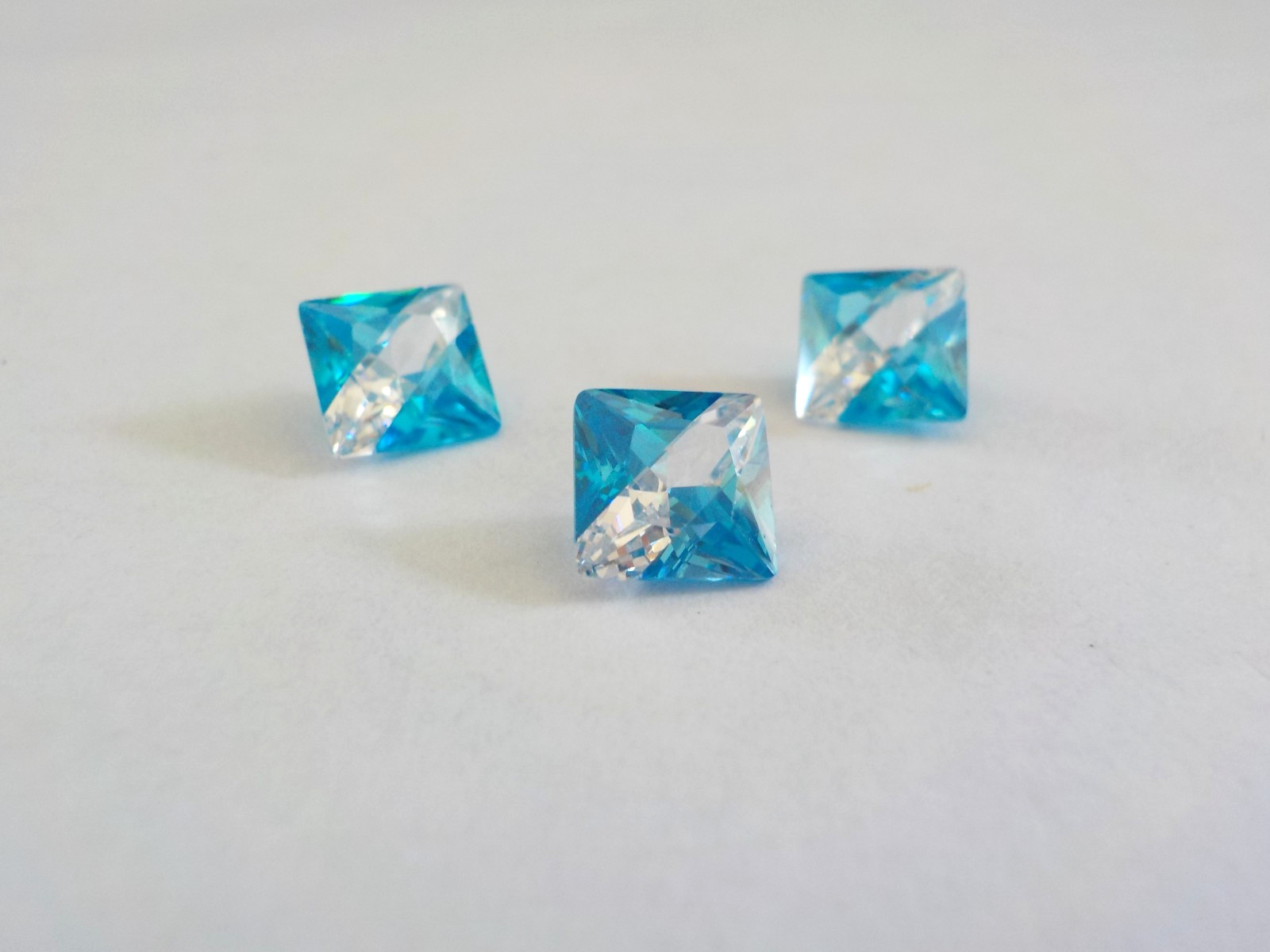 Square 6mm Clear Blue No Hole Stone Cubic Zirconia (12 Loose) Jewelry Making