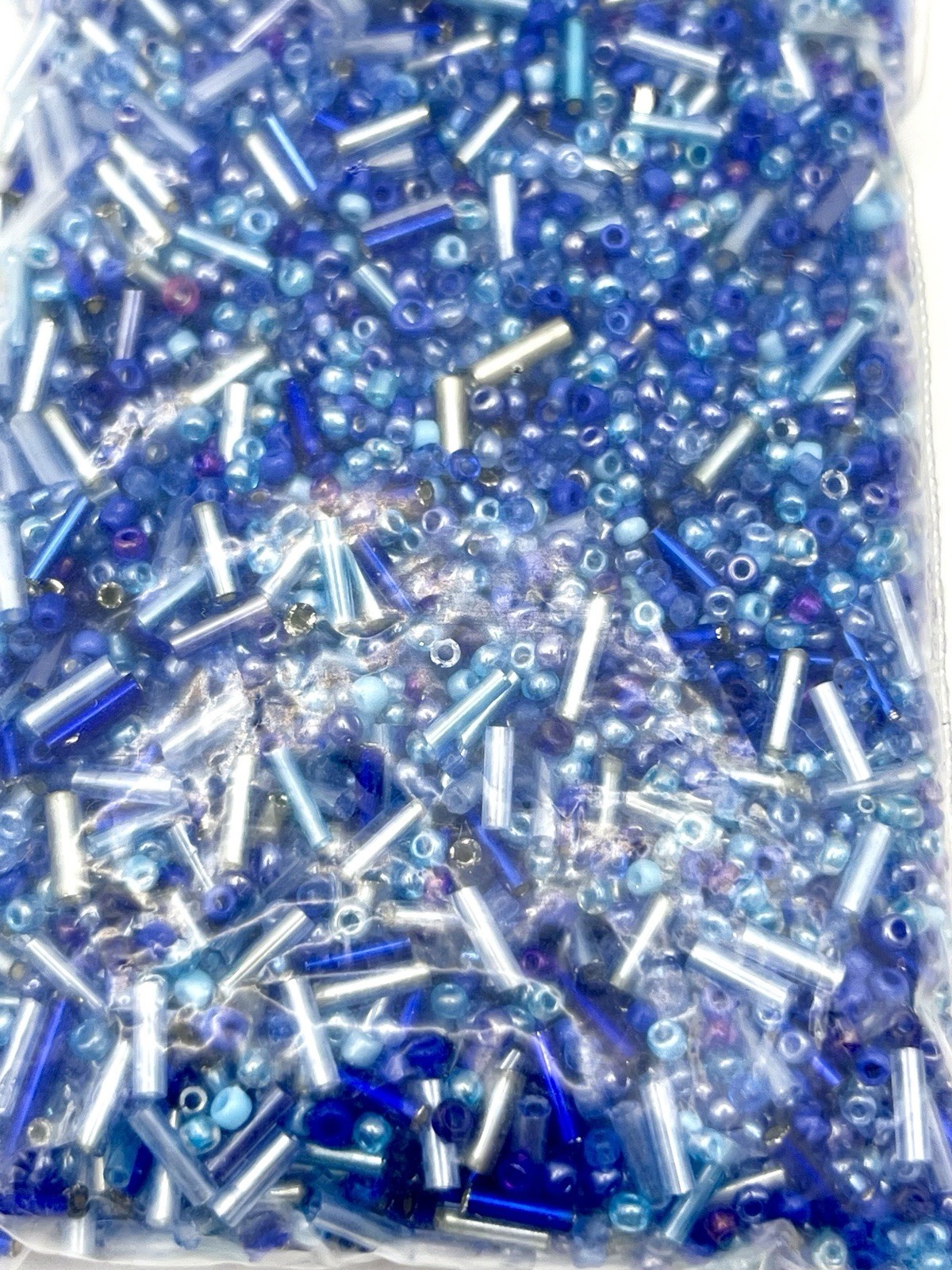 Mixed Sead And Bugle Beads Blue Navy Glass Czech