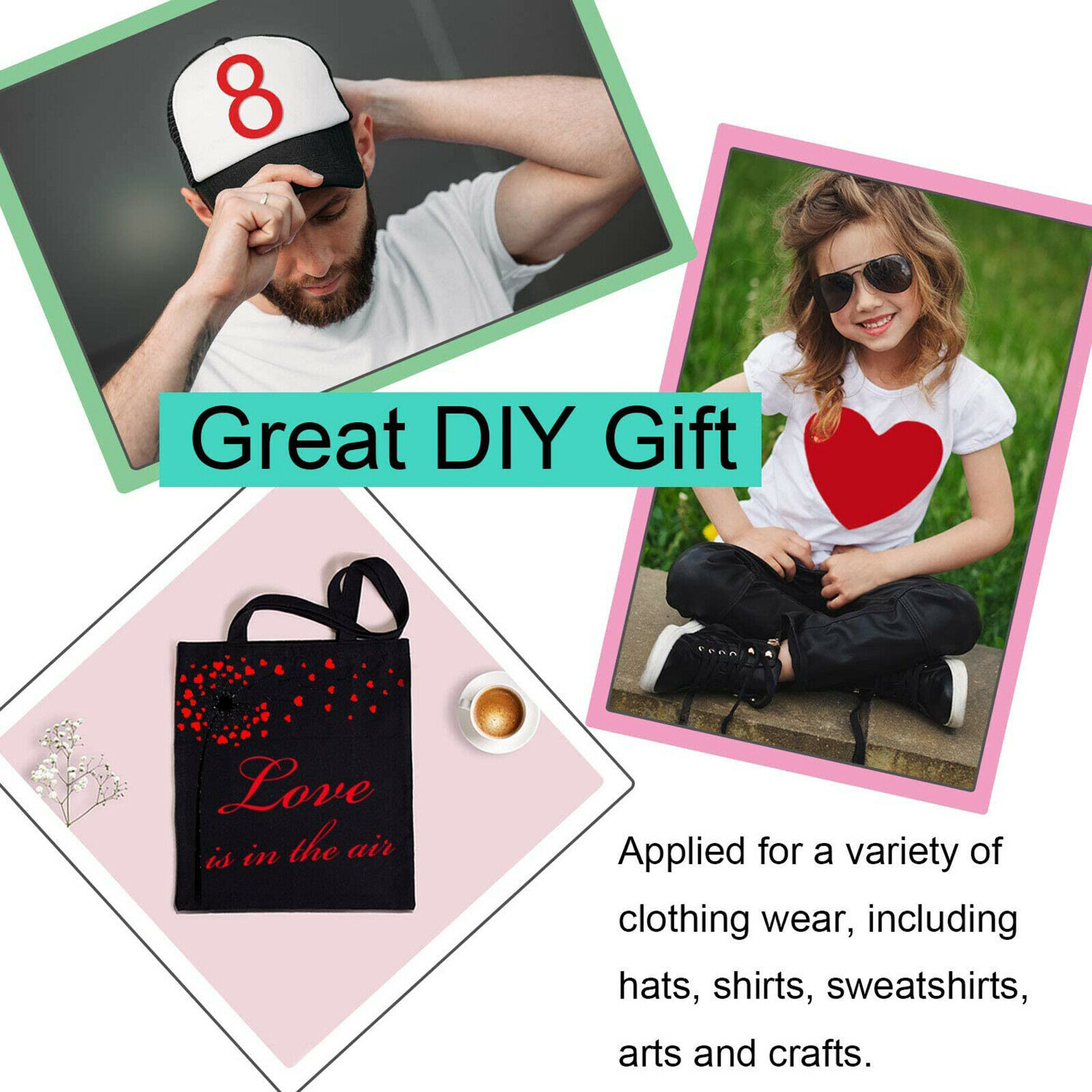 Heat Transfer Vinyl for T-Shirts 12″x10″ 35 Sheets Iron On Vinyl HTV Bundle US