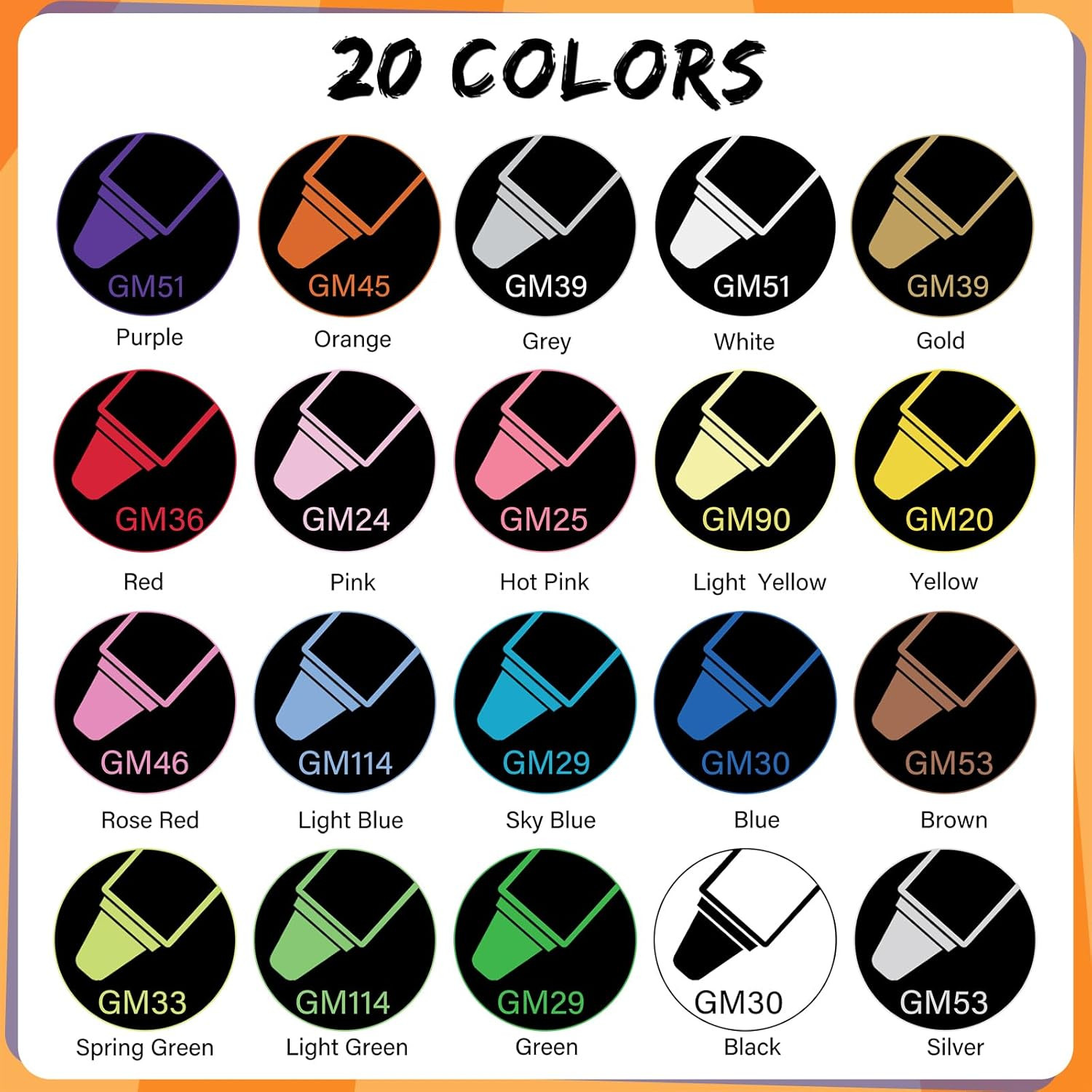 Acrylic Paint Pens Markers, 20 Colors Dual Tips Waterproof Paint Markers for Roc