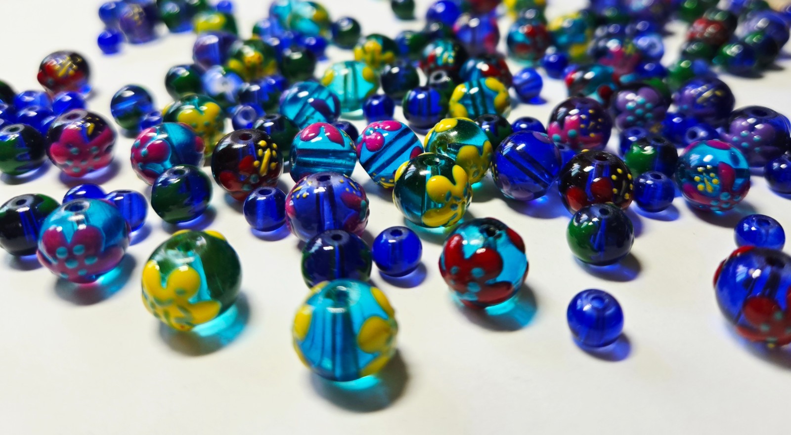 Flower Beads Round Navy Blue Beads for Jewelry Beads DIY craft 100 pcs 10mm