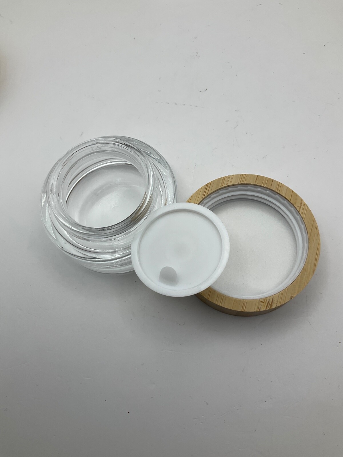4pcs Empty 1 OZ/30ML Round Clear Glass Jars with Bamboo lids