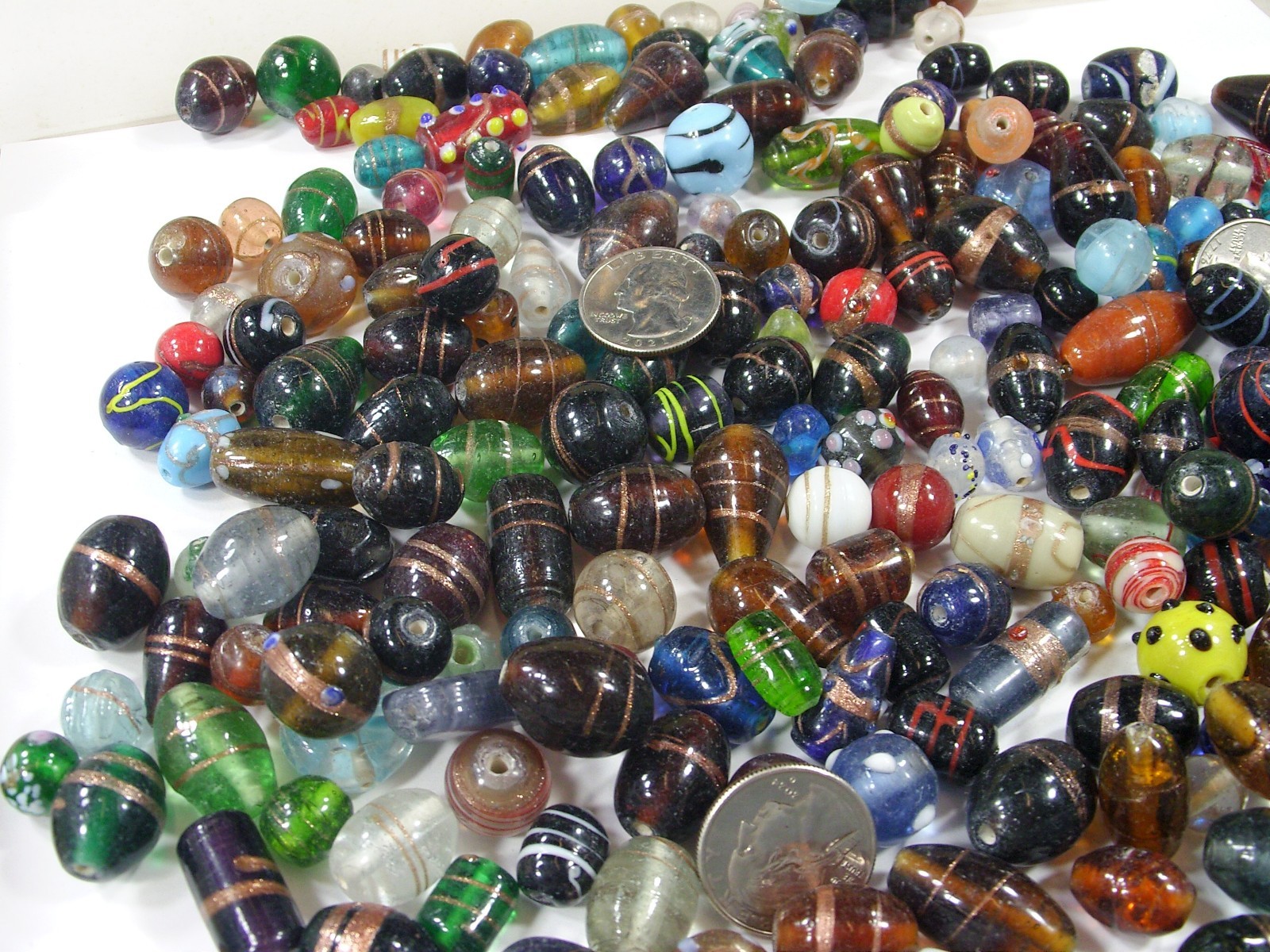 2 Pounds Assorted Shapes and Sizes Old Stock India Handmade Glass Beads (Y-68)⭐