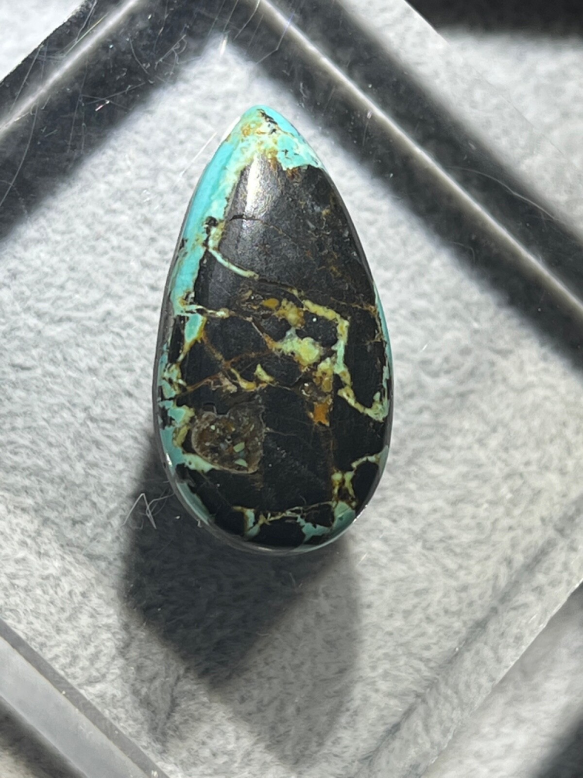 Blue Moon Turquoise 17 ctw Pear tear drop Cabochon. Tonopah, Nevada USA mined