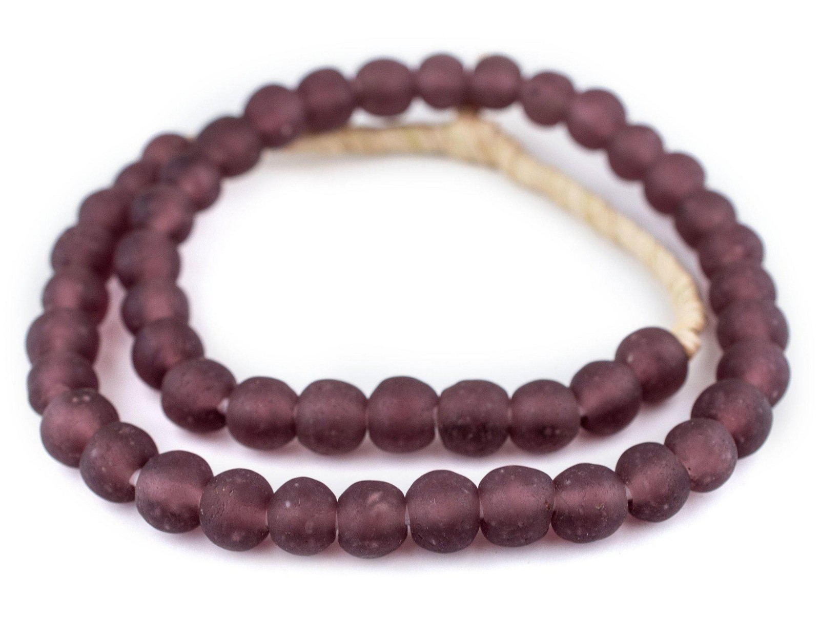 Purple Recycled Glass Beads 14mm Ghana African Sea Glass Round Large Hole