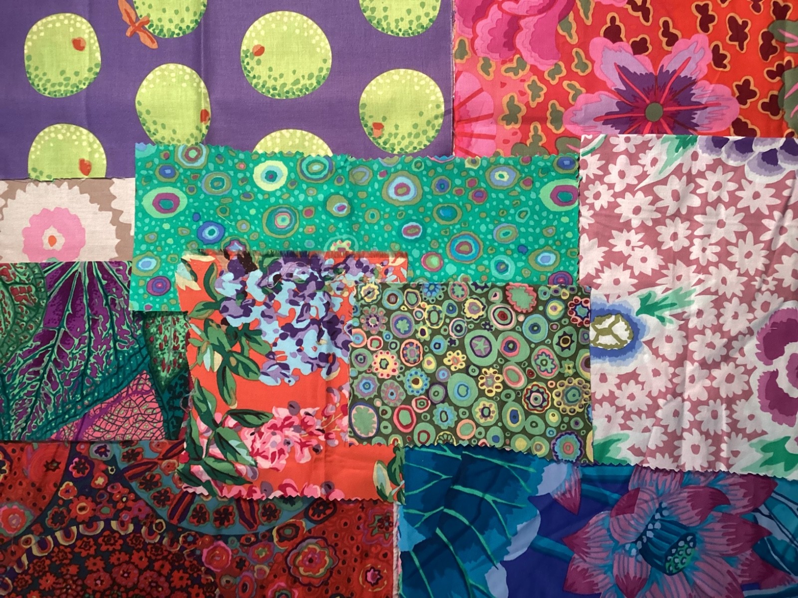 Kaffe Fassett strips, squares, & scraps