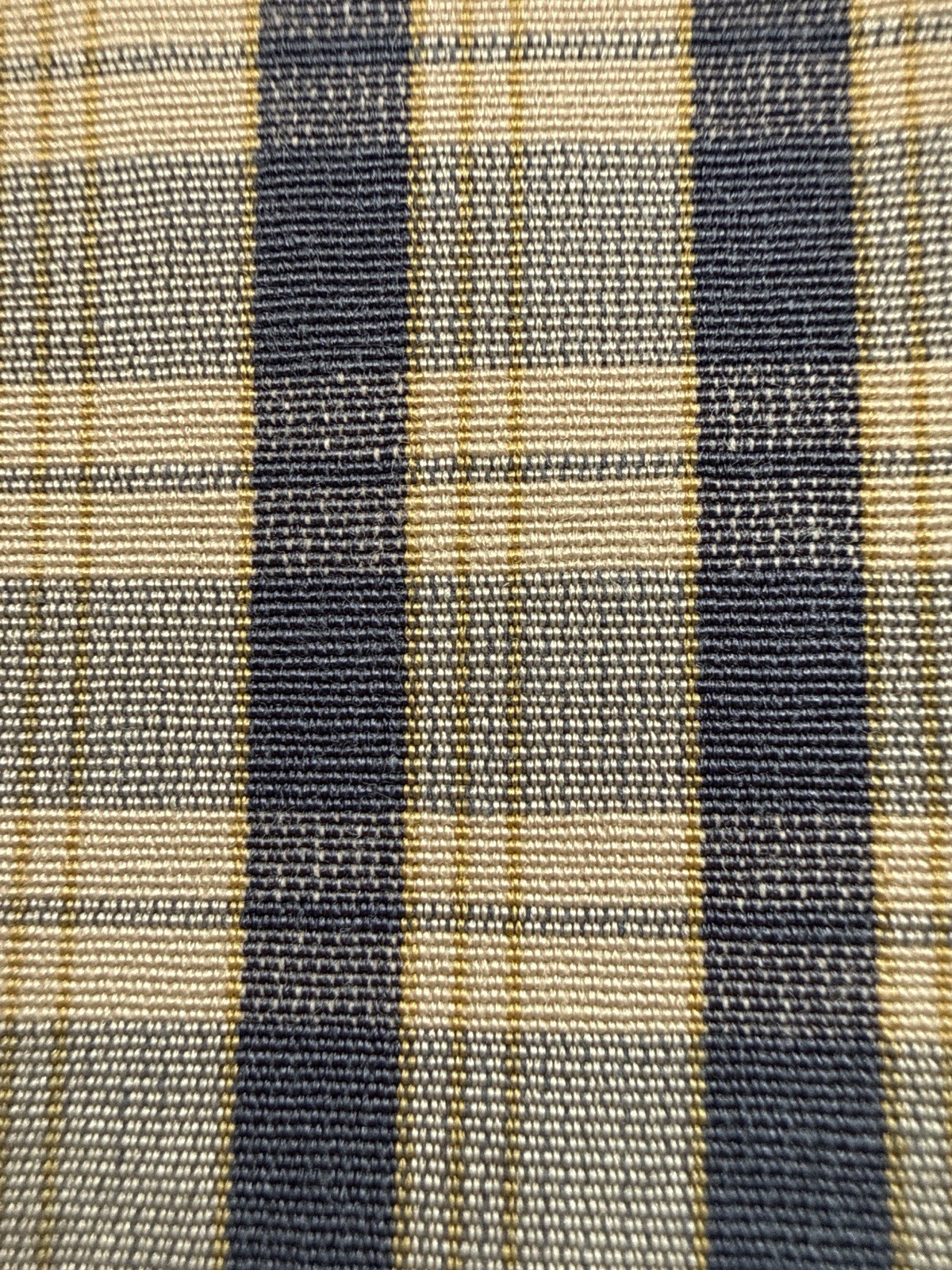 Vtg Indoor Outdoor Water Resistant 70s Style Blue Plaid Upholstery Fabric 5+Yd