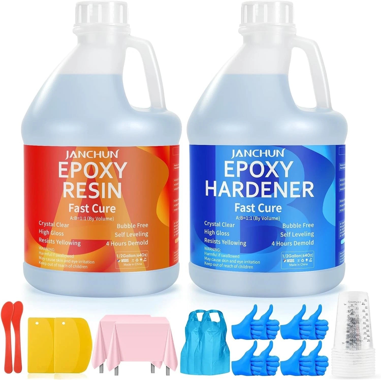 Crystal Clear Epoxy Resin Kit 1 Gallon, Bubble-Free, Anti-Yellowing, Self Lev…