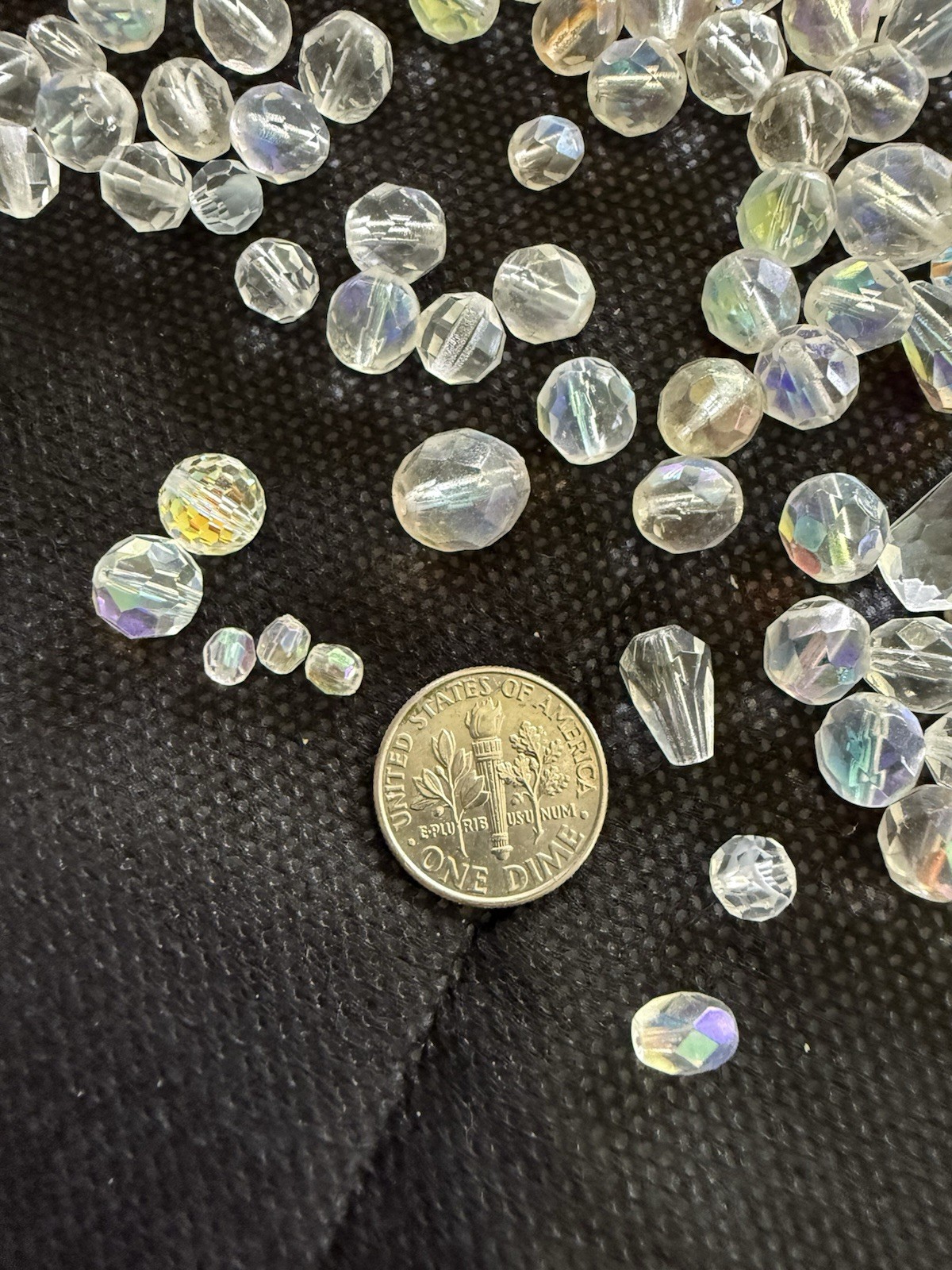 Clear AB Iridescent Faceted Crystal Loose Beads for Jewelry Making (6.5 oz.)