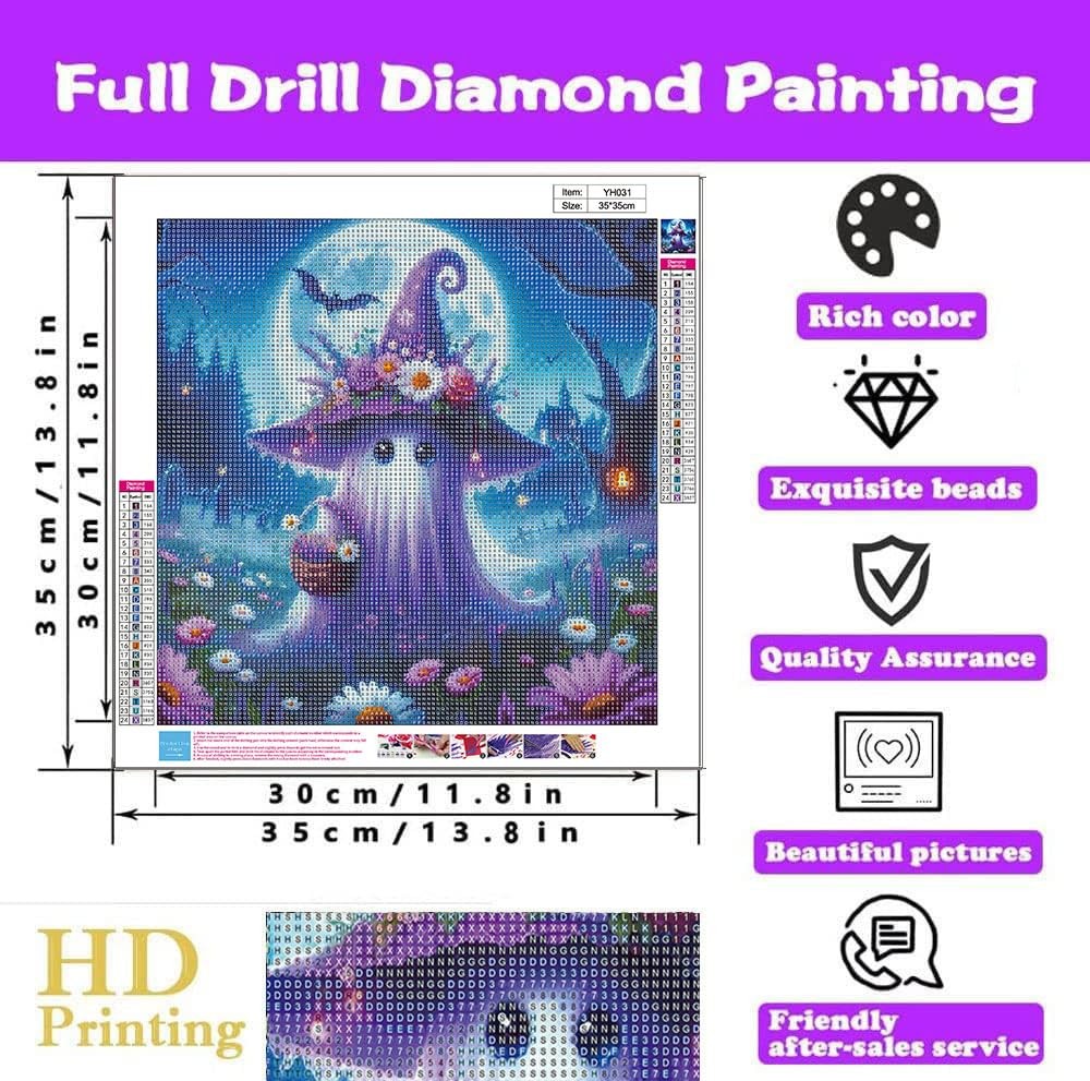Halloween Ghost Flower Diamond Painting Kit for Adults 5D Art