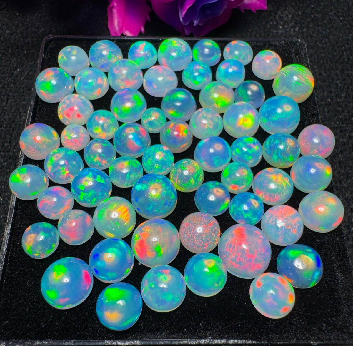 Natural Ethiopian Opal Round Cabochon Lot 3 MM to 8 MM Fire Opal Welo Opal Loose