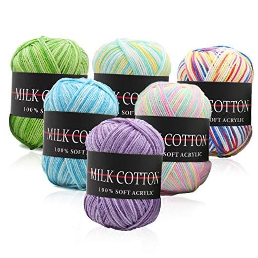 6 Pack Yarn Skeins Assorted Colors Crochet Yarn, Acrylic Yarn Skeins, 6 colors