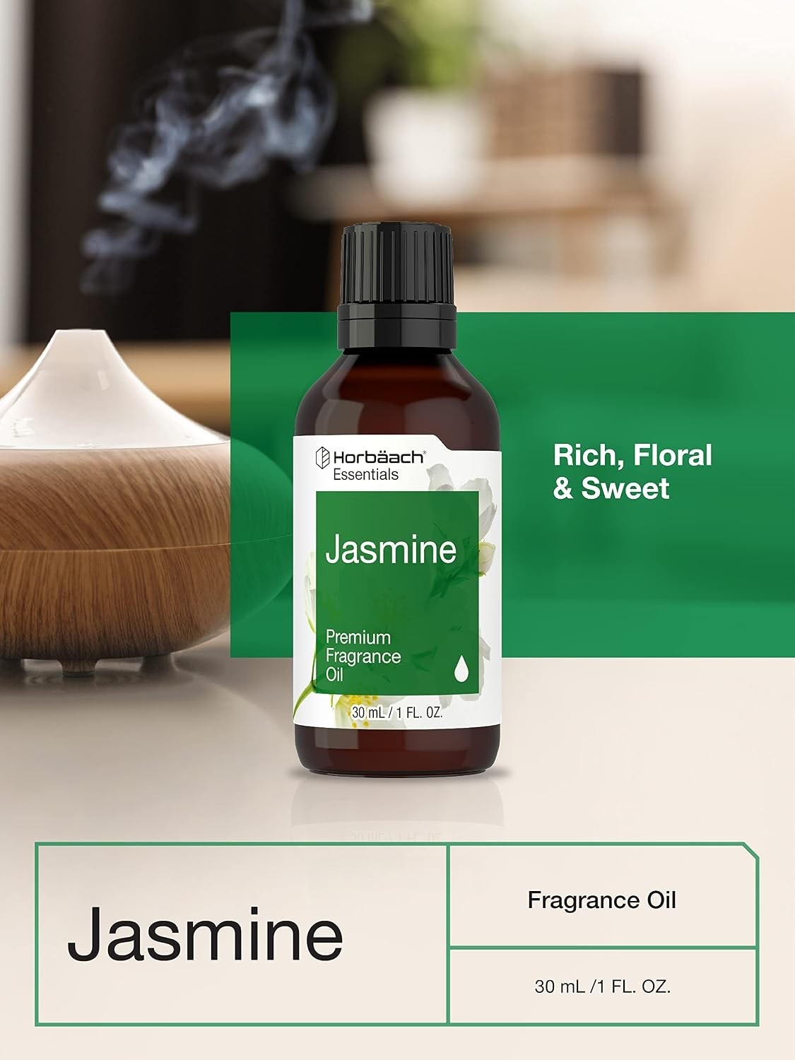 1 fl oz Jasmine Essential Oil – Organic, Gluten-Free for Candles & Diffusers