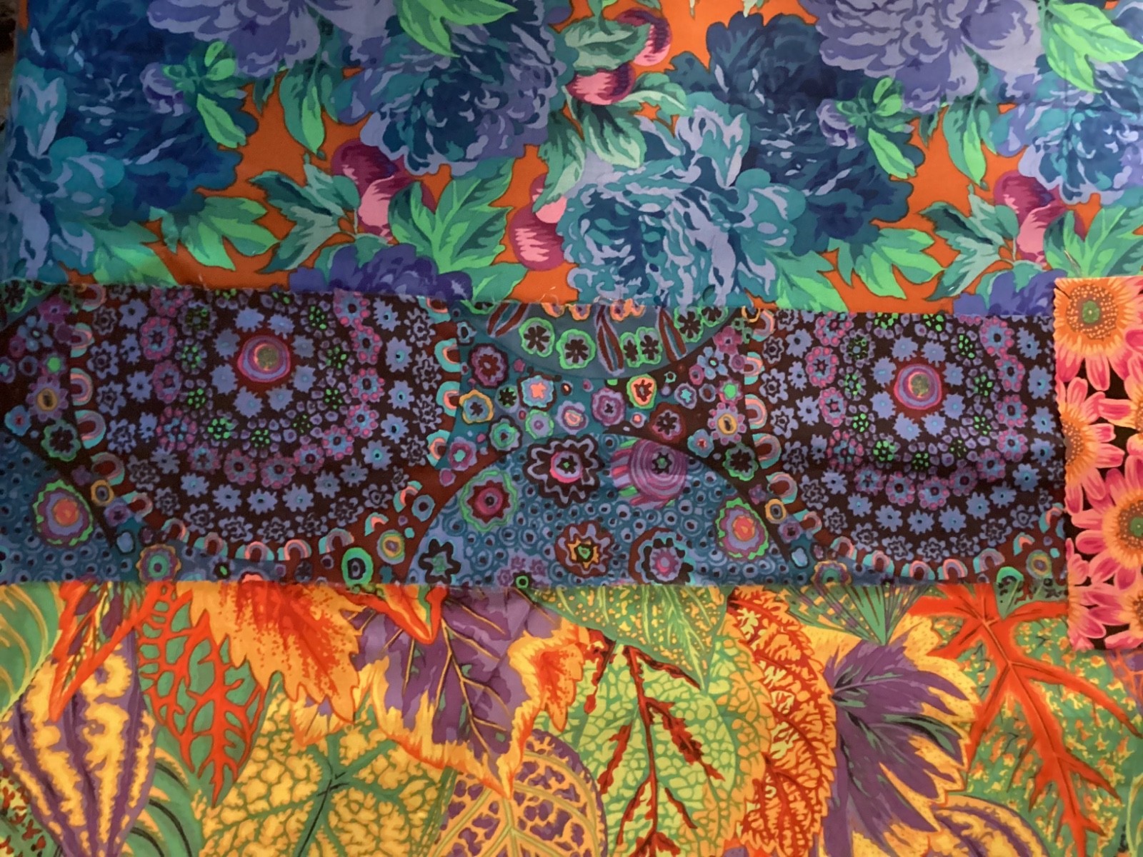 Kaffe Fassett strips, squares, & scraps