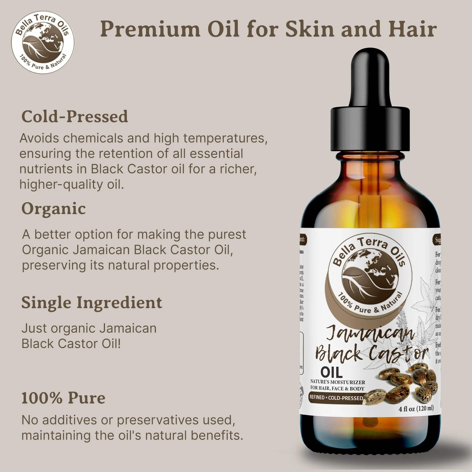 Black Castor Oil: Pure, Cold-Pressed, Ideal for Hair and Scalp Health