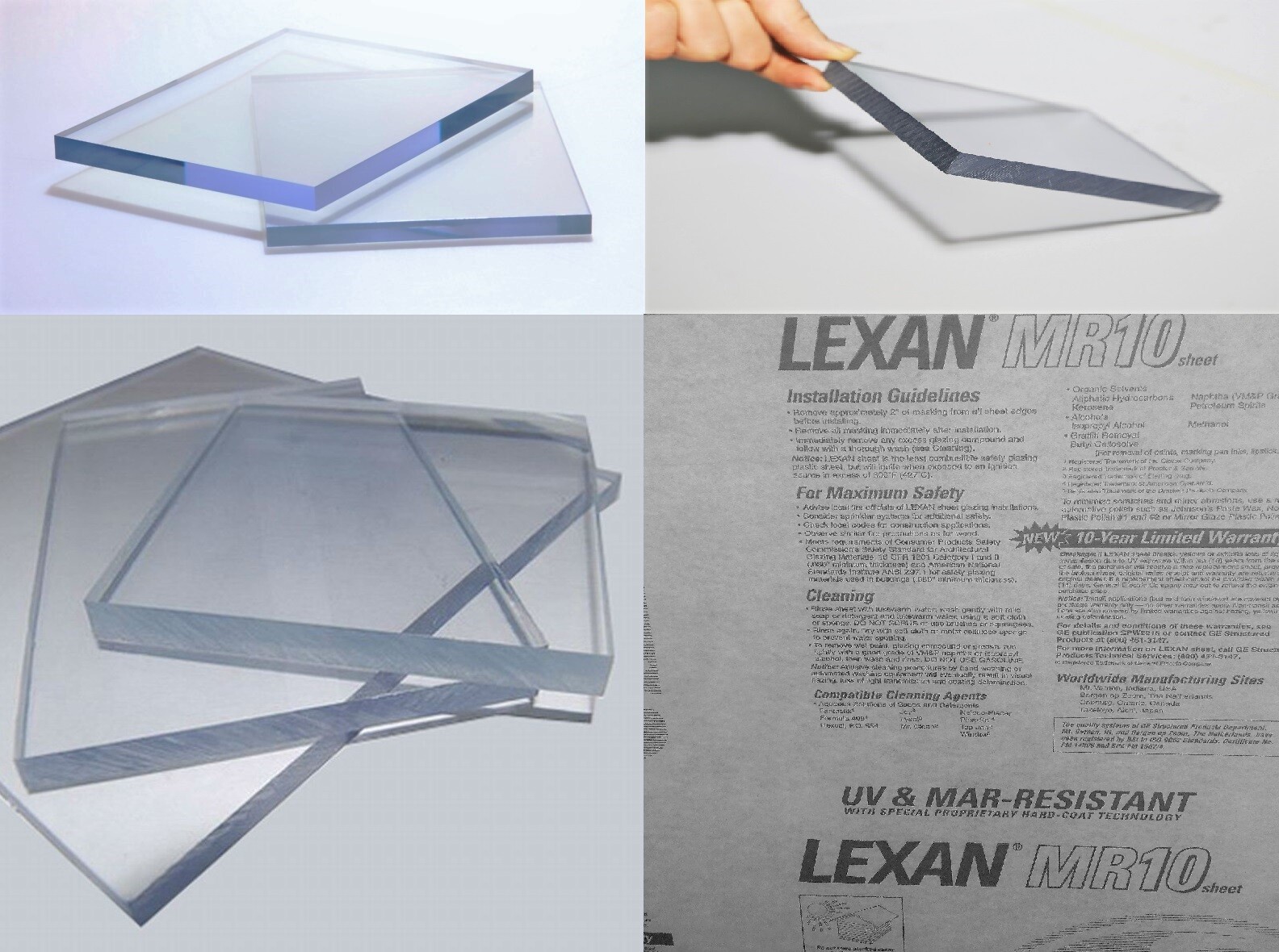 MR-10 Lexan Polycarbonate Clear Sheet UV Plastic Scratch-Free WindShield Margard