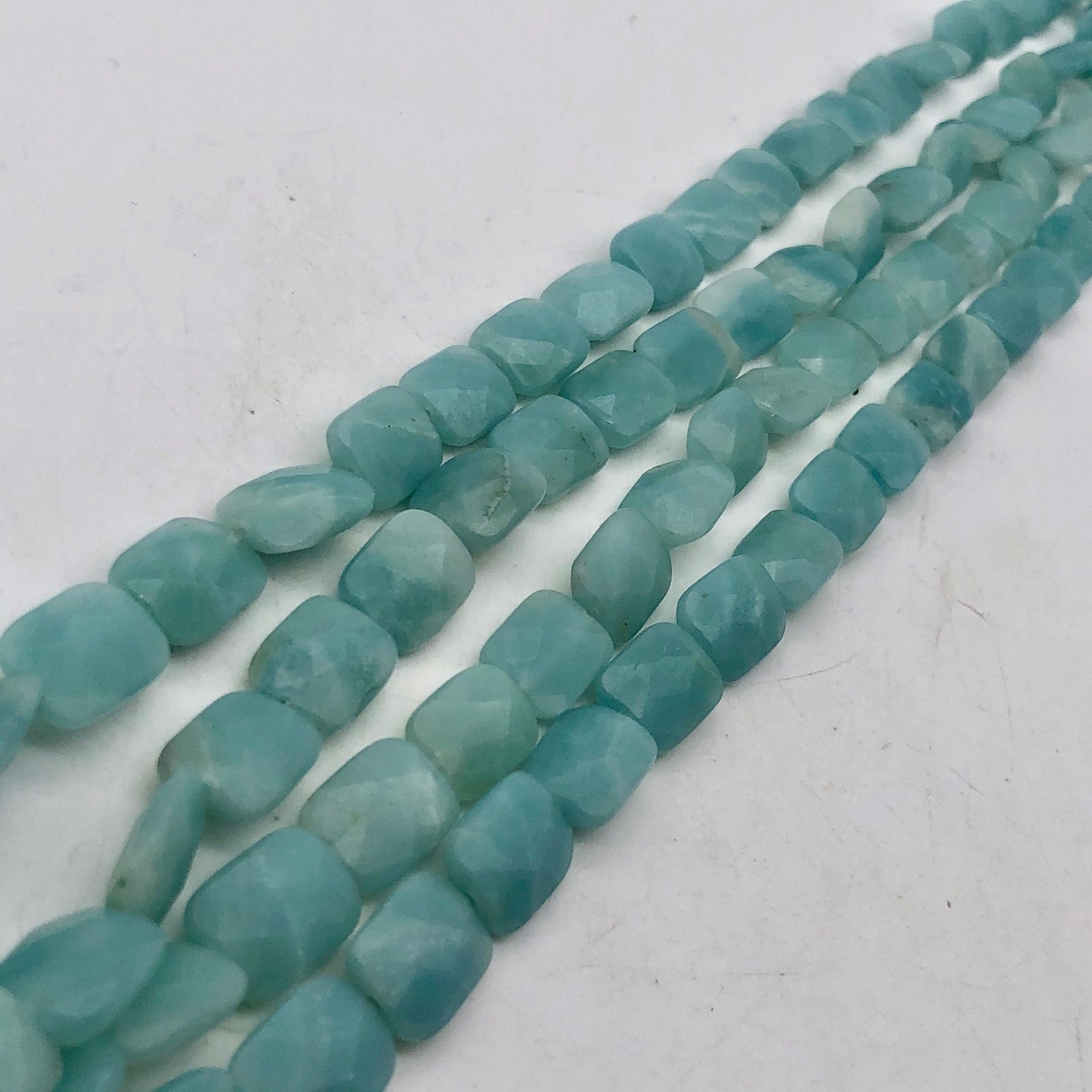 Gem Quality Faceted Amazonite Beads | 14x10x7mm | Blue | Oval | 6 Beads