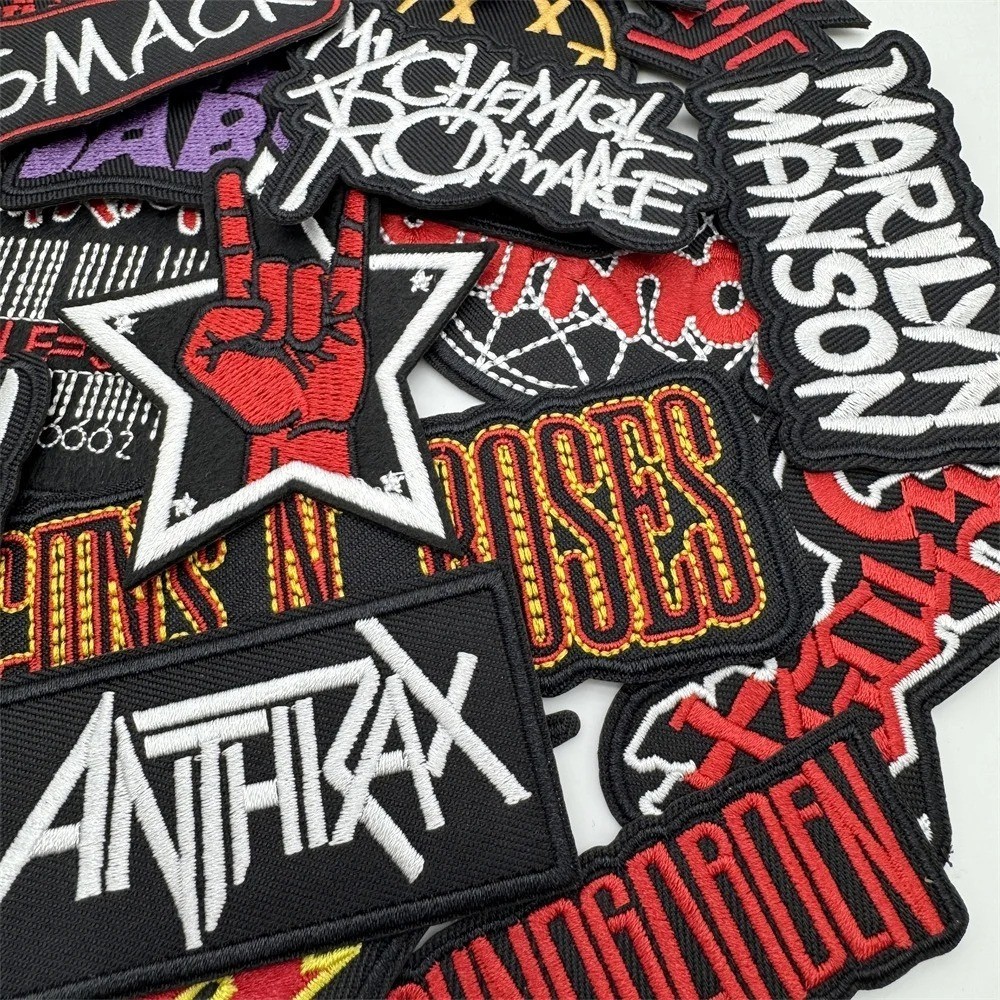 25pcs/lot Band Embroidered Patches Clothing Iron on Patches Music Rock DIY Decor