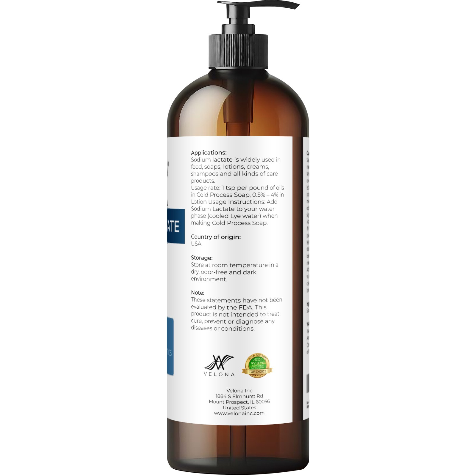 Velona Sodium Lactate 60%-2oz-7lb USP Grade Natural Preservative For Soap Making