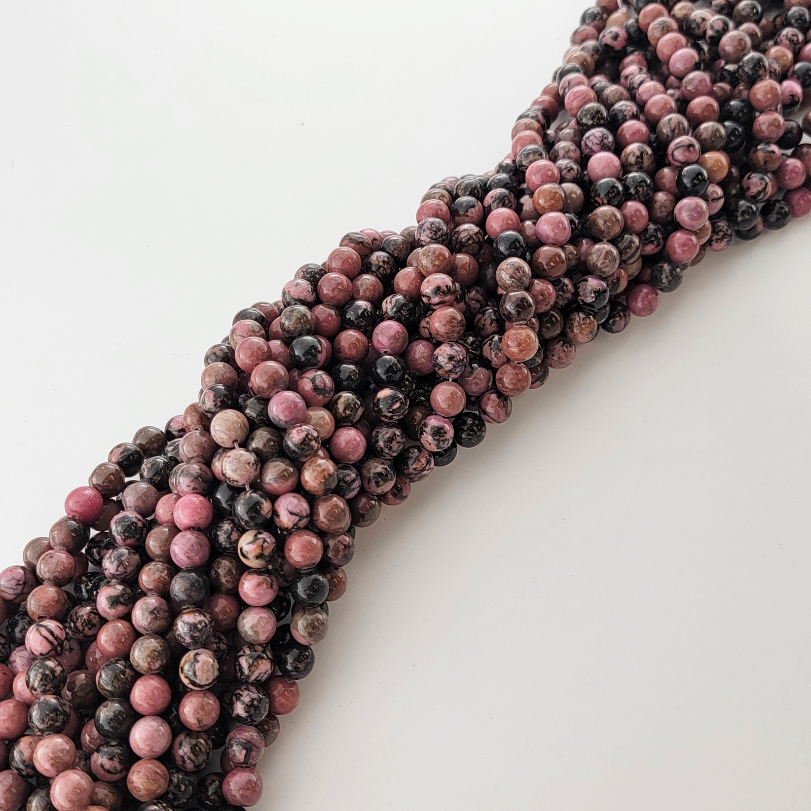 Rhodonite Beads Pink Gray Gemstone Natural Smooth Crystal round 6Mm 8Mm 10Mm