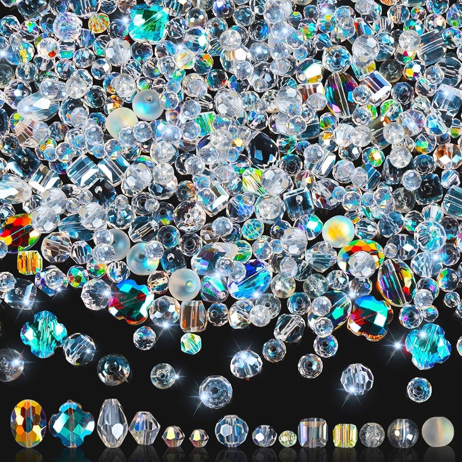 636Pcs Glass Beads for Jewelry Making Assorted Crystal Beads with Loose Bead New