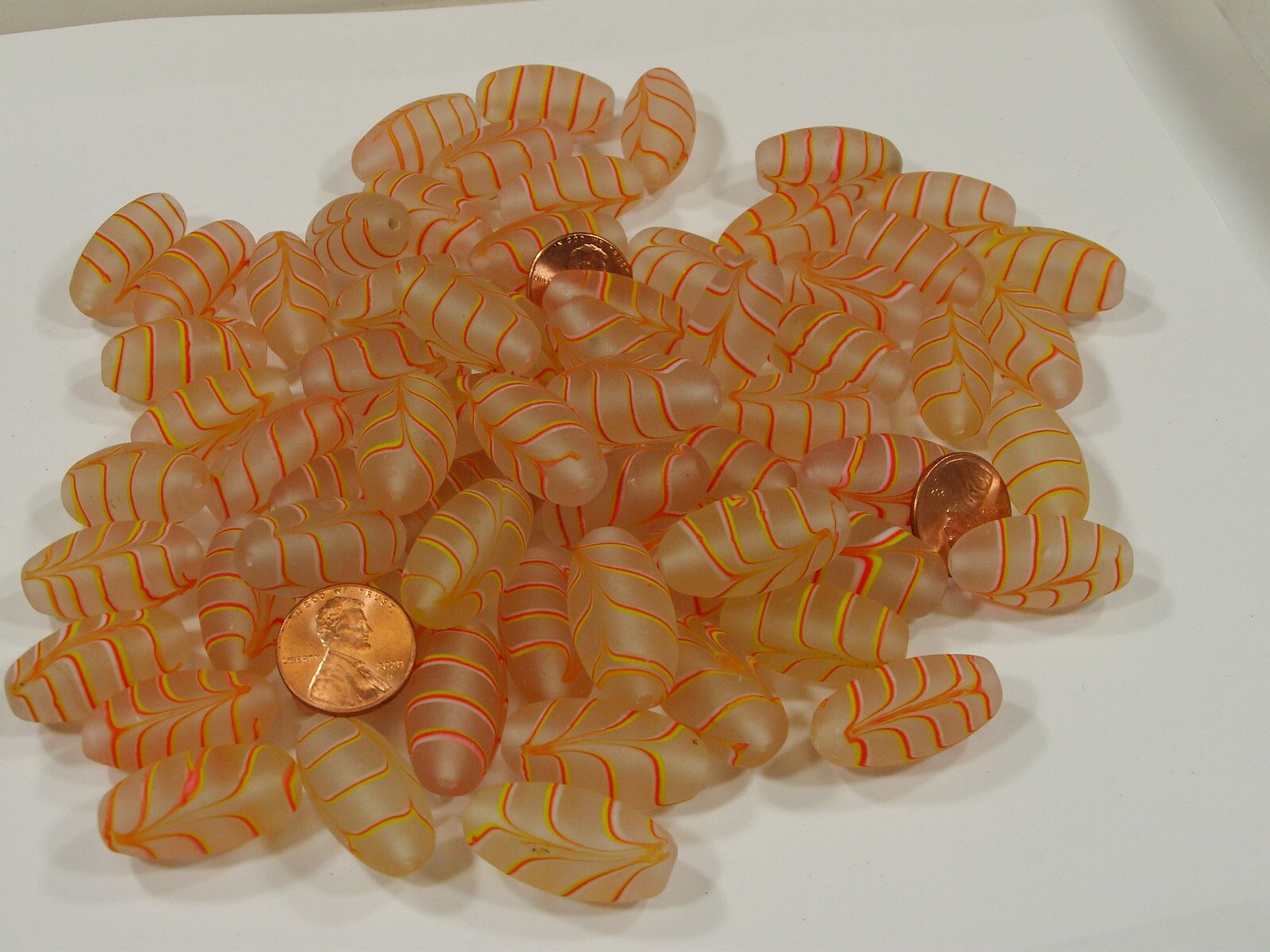 2 Pounds Light Peach Feather (14mm x 27mm) India Handmade Glass Beads (GP-20) ⭐