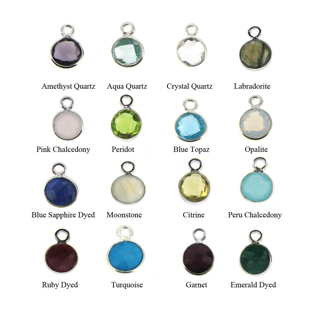 Gemstone Pendant-7mm Faceted Circle Shape-Tiny Circle Charm (Sold Per 2 Pieces)